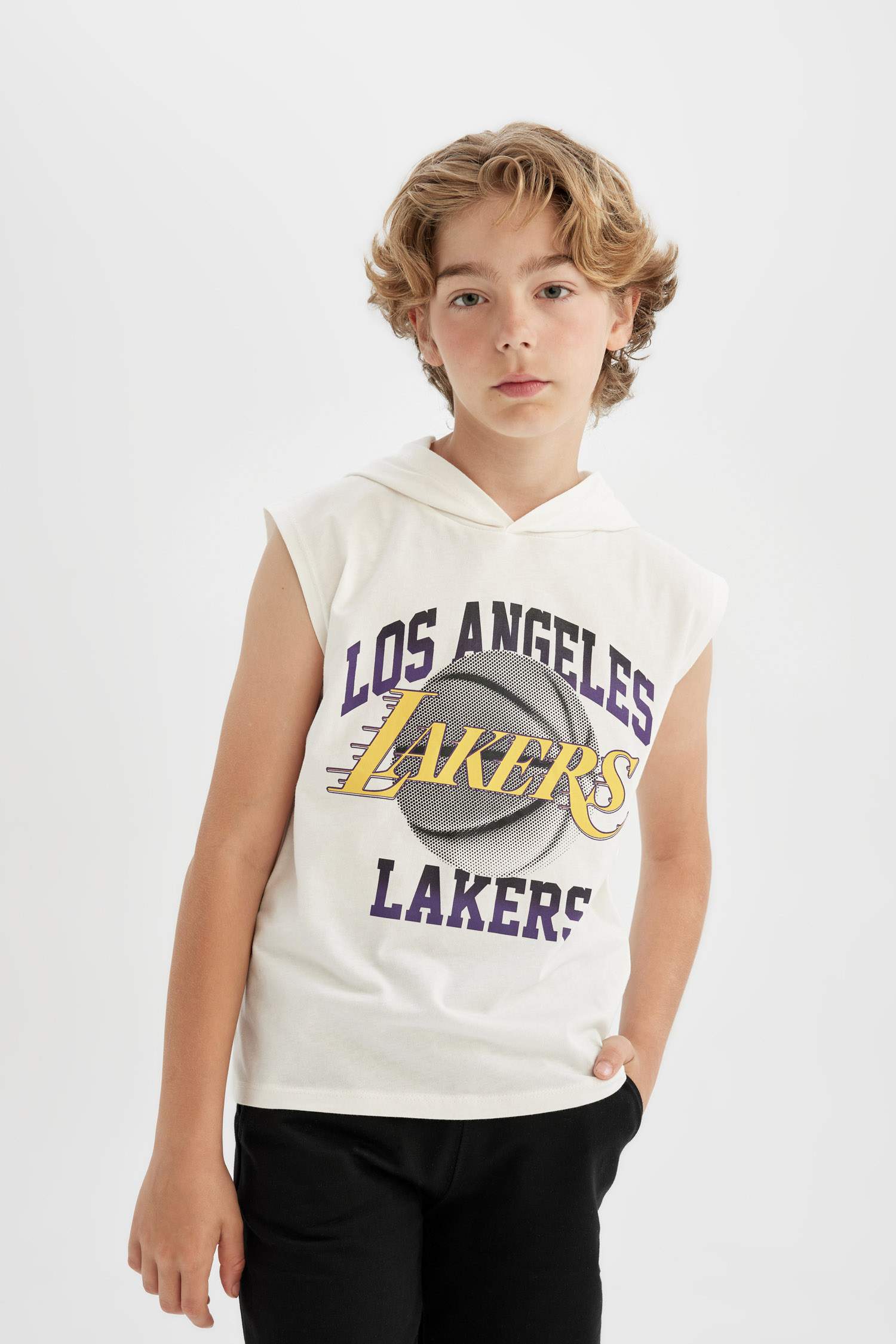 Boy NBA Los Angeles Lakers Hooded T-Shirt Shorts 2 Piece Set