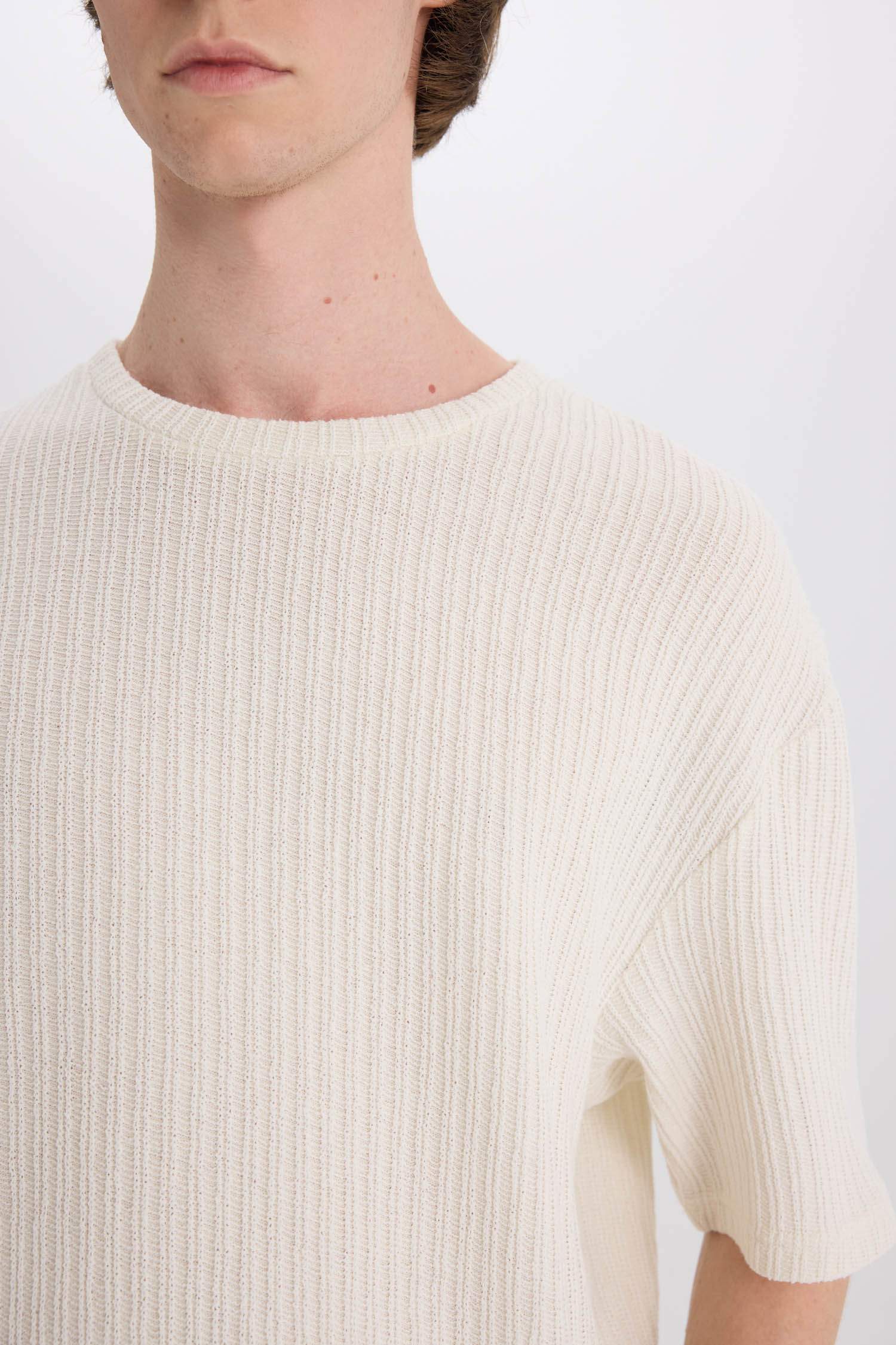 Boxy Fit Bisiklet Yaka Kısa Kollu Tişört