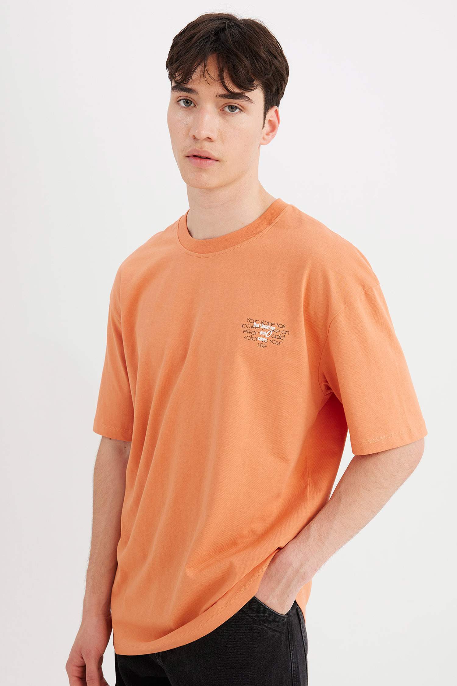 Boxy Fit Crew Neck Printed Short Sleeve T-Shirt