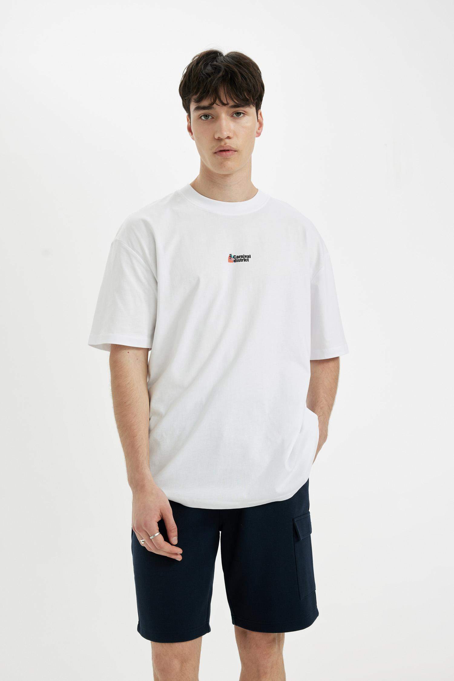 Boxy Fit Crew Neck Back Printed T-Shirt