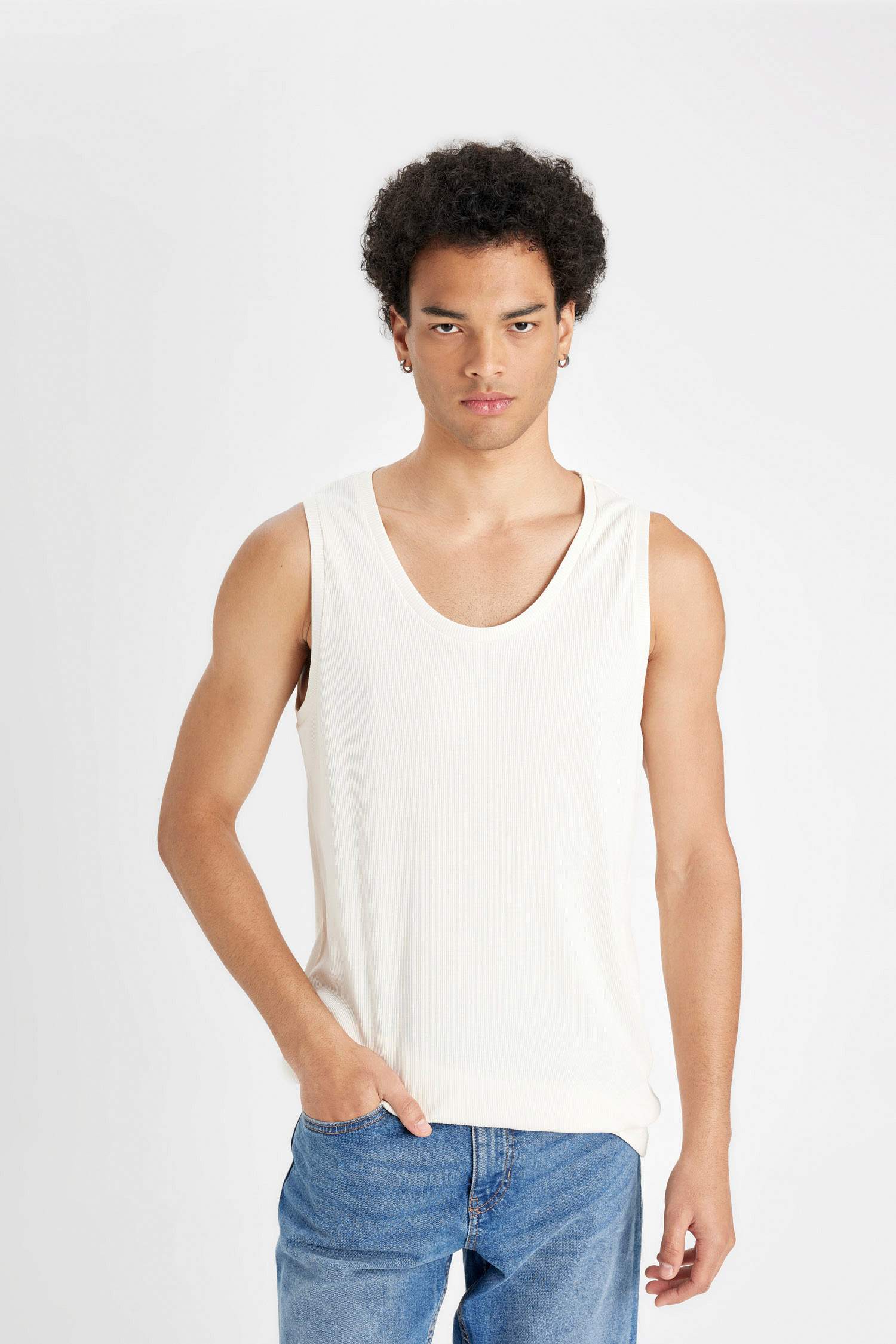 Slim Fit Crew Neck Ribbed Tank Top