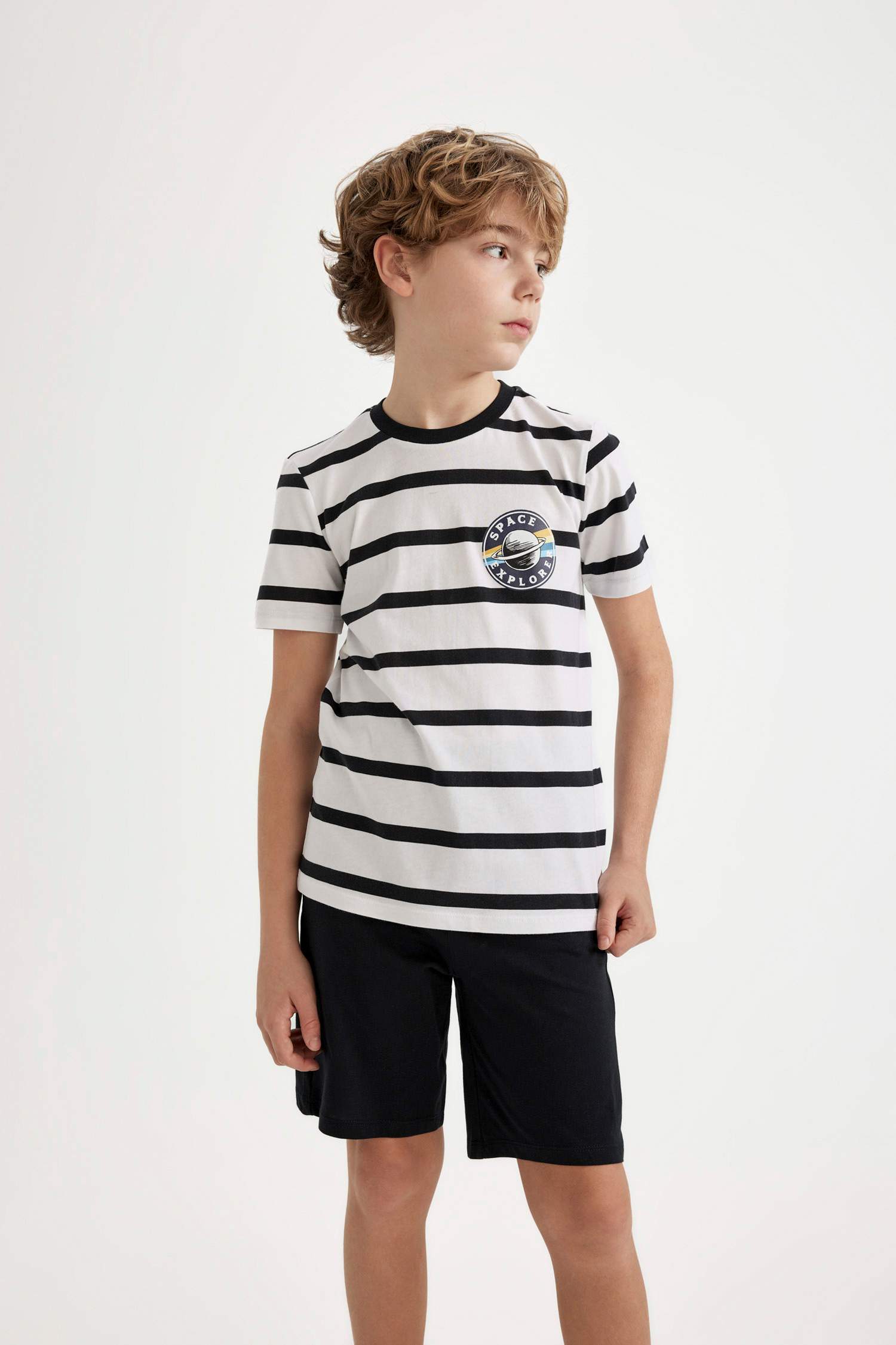 Boy Striped Short Sleeve 2 Piece Pajama Set