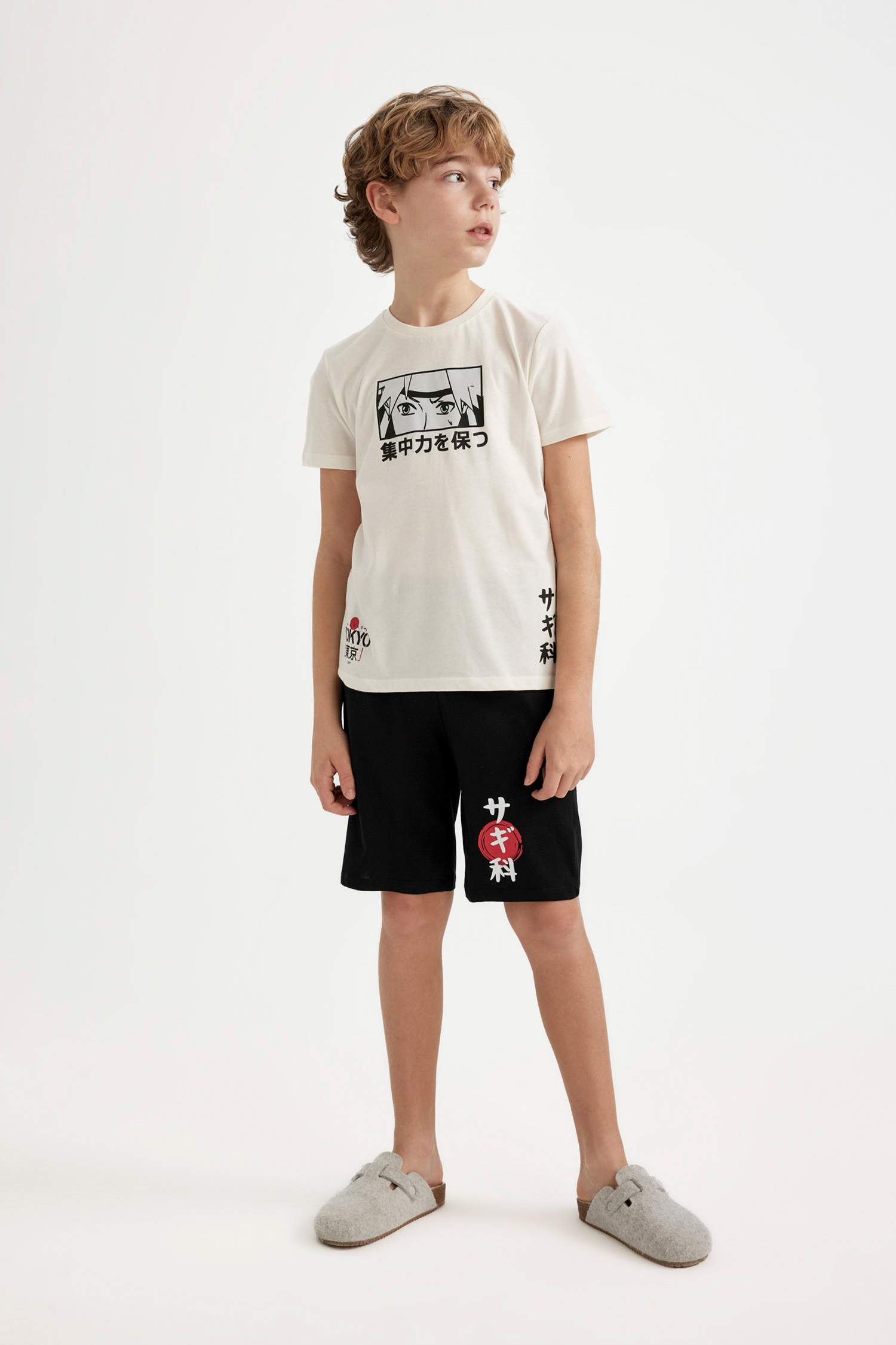 Erkek Çocuk Pijama Takımı Baskılı Kısa Kollu Üst Şort