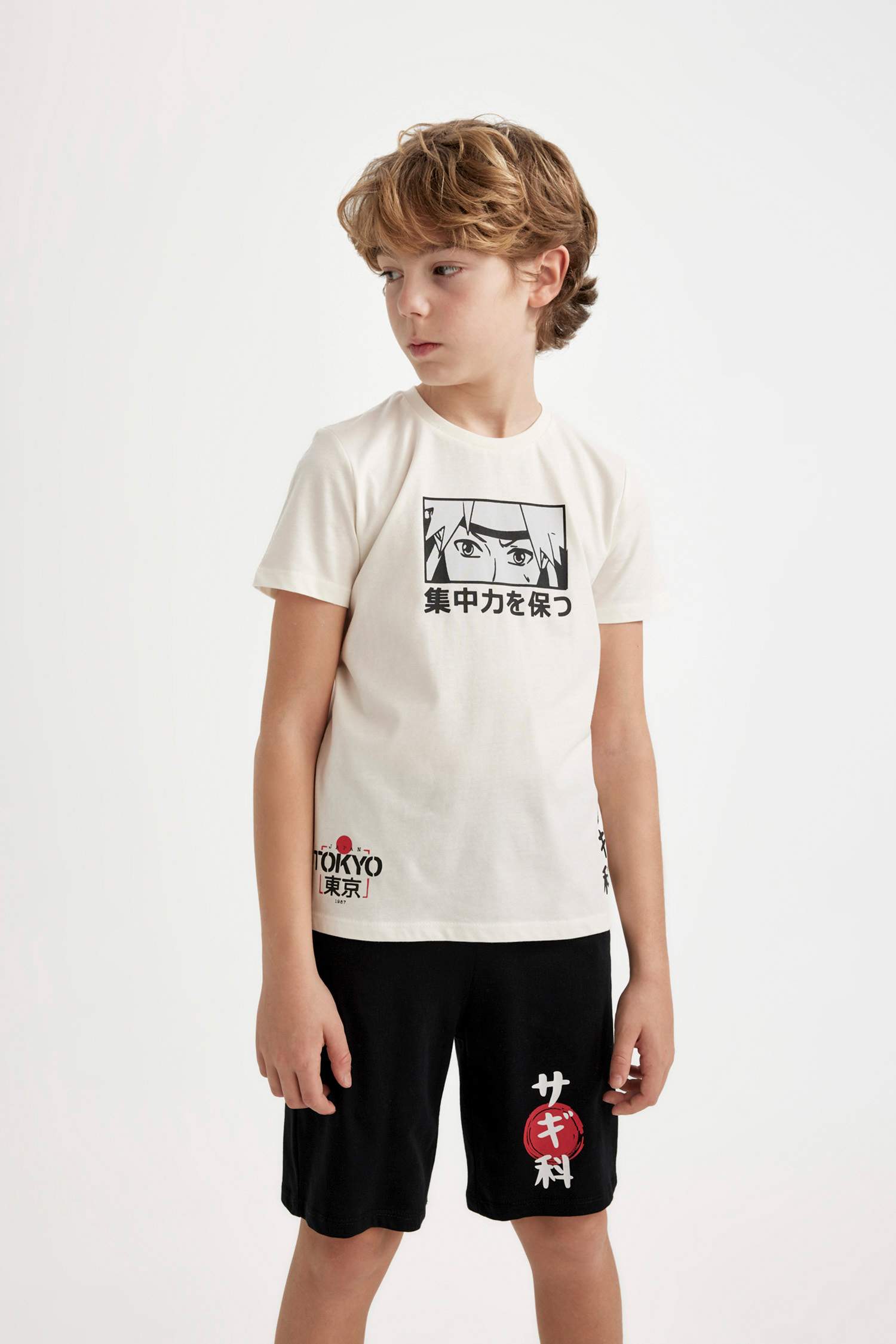 Erkek Çocuk Pijama Takımı Baskılı Kısa Kollu Üst Şort