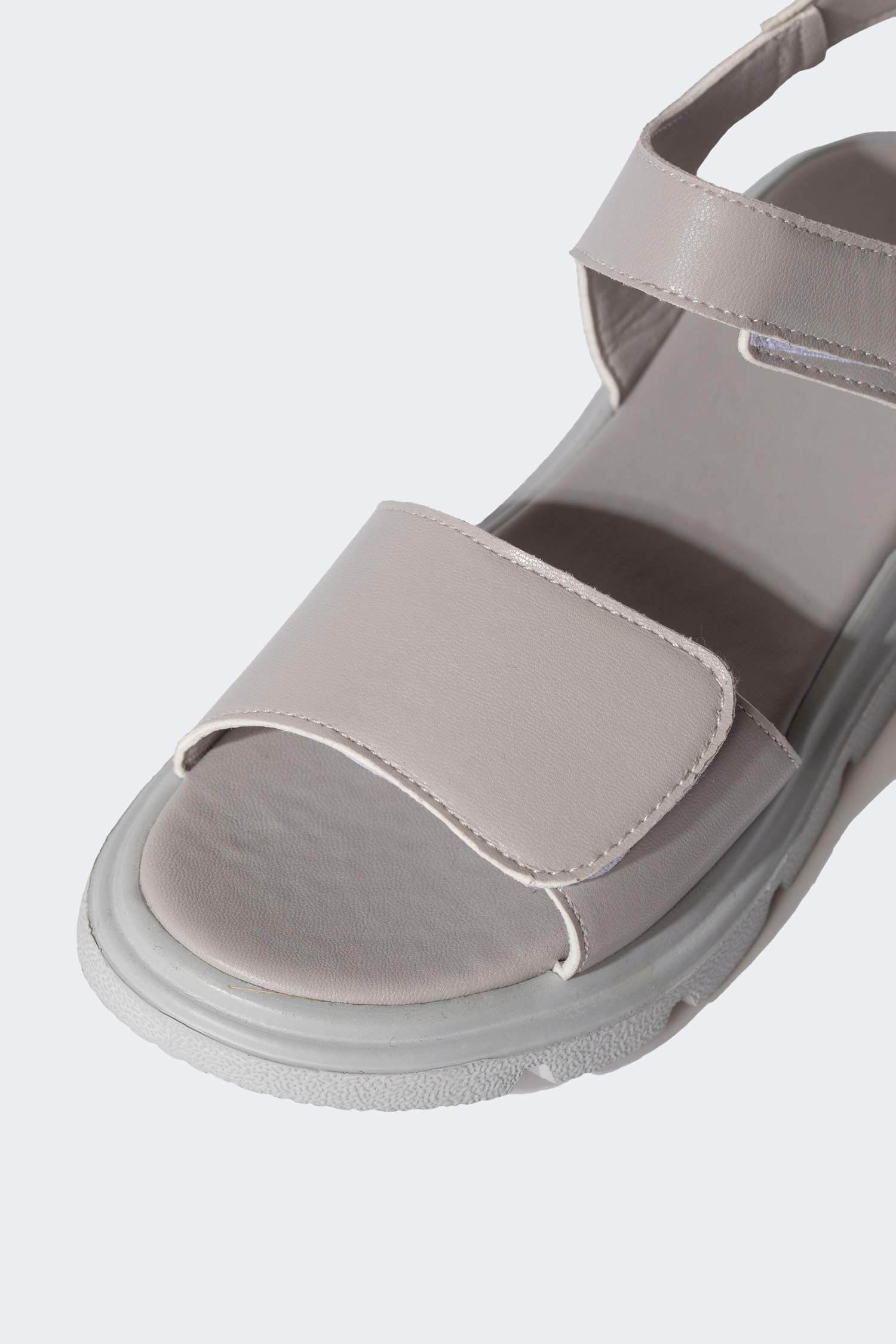 Kız Çocuk Cırt Cırtlı Tırtıklı Taban Suni Deri Sandalet