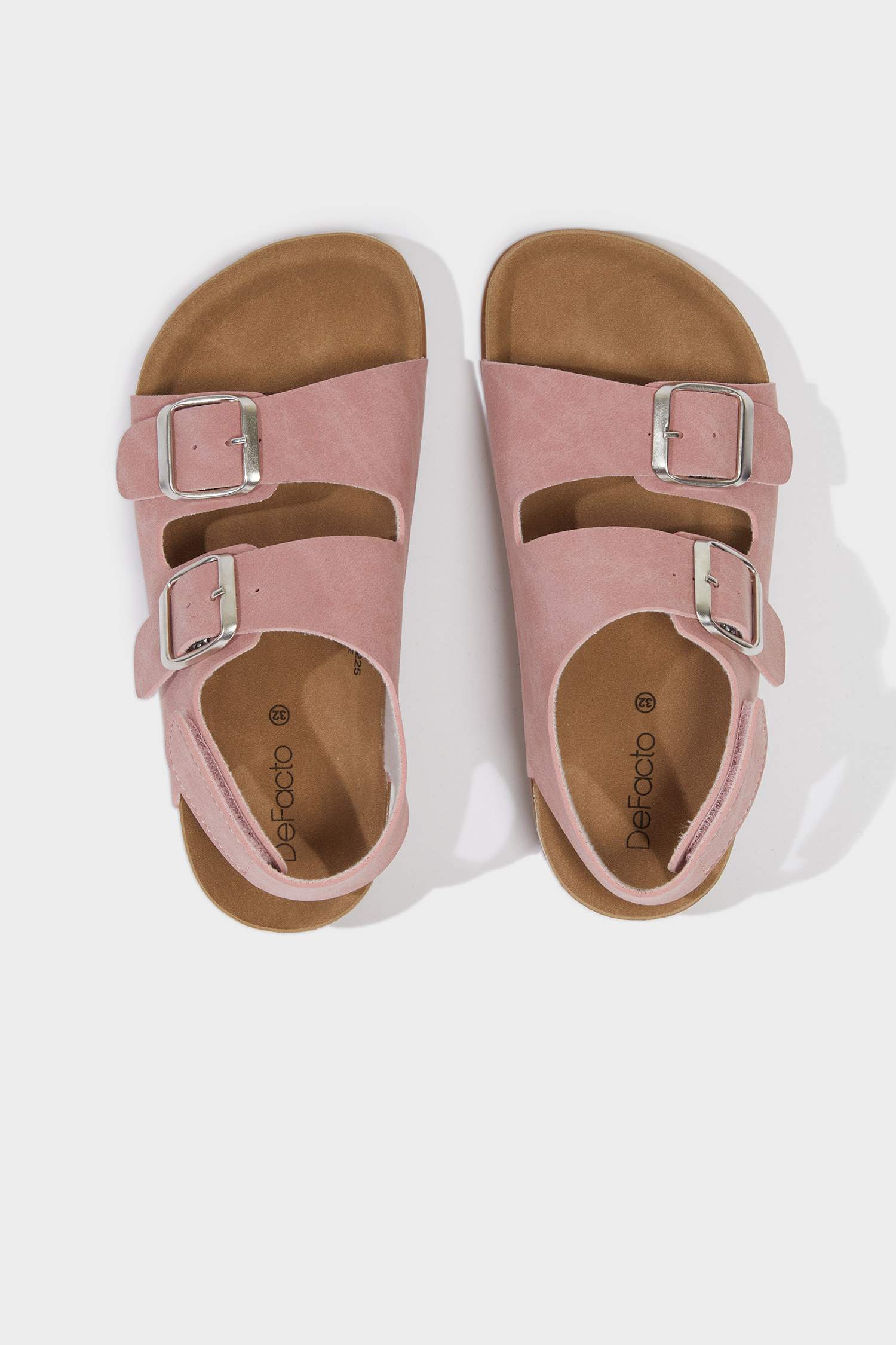 Kız Çocuk Cırt Cırtlı Düz Taban Sandalet