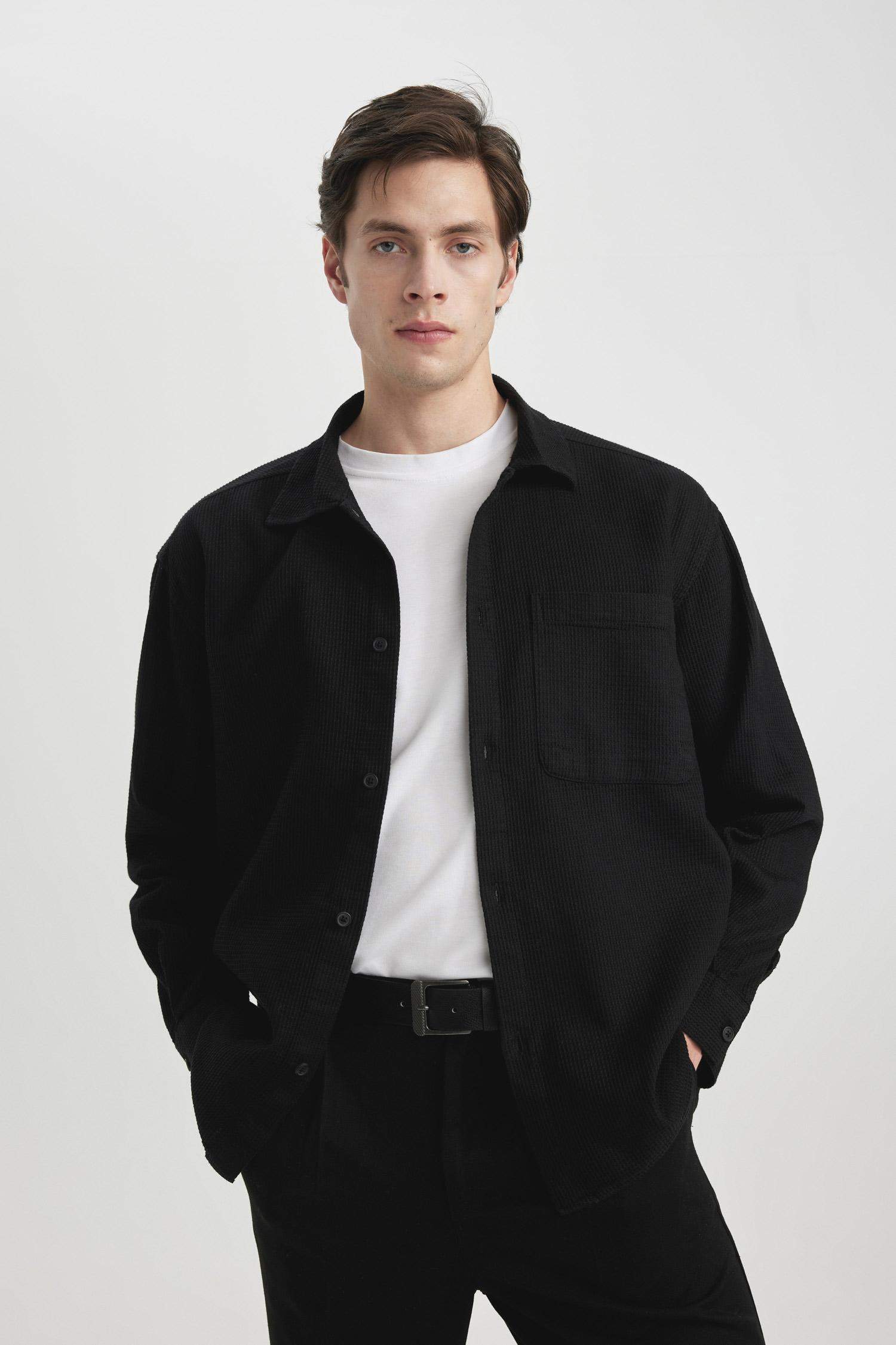 قميص قطن واسع برقبة بولو