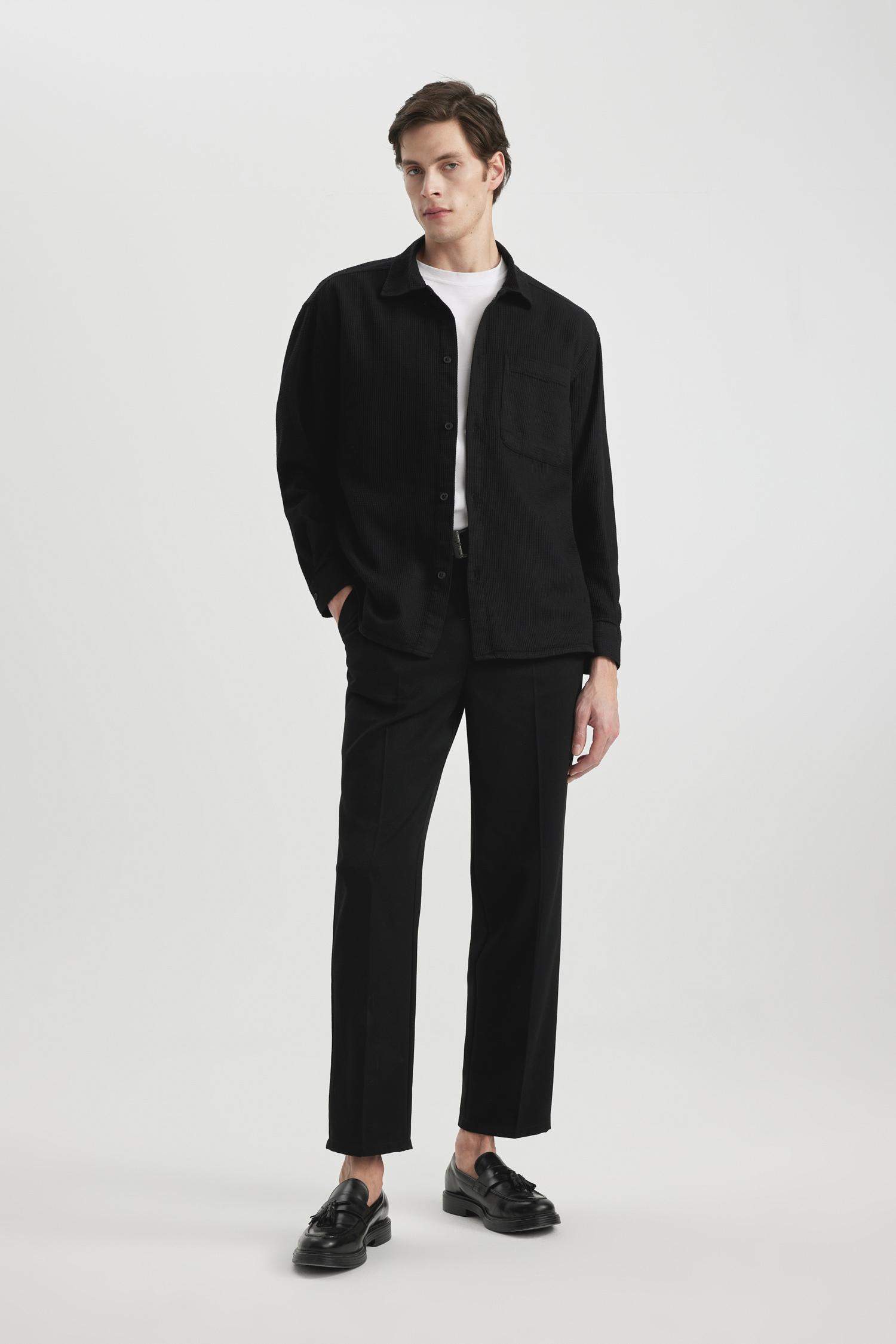 قميص قطن واسع برقبة بولو