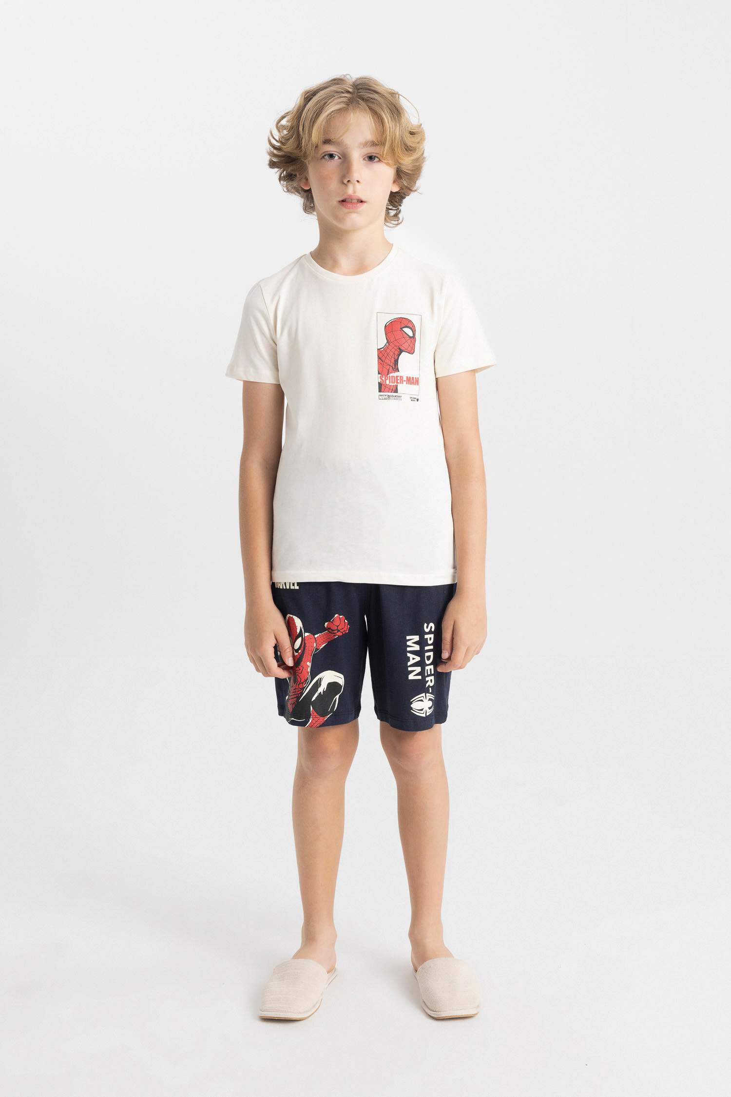 Erkek Çocuk Marvel Spiderman Pijama Takımı Kısa Kollu Üst Şort