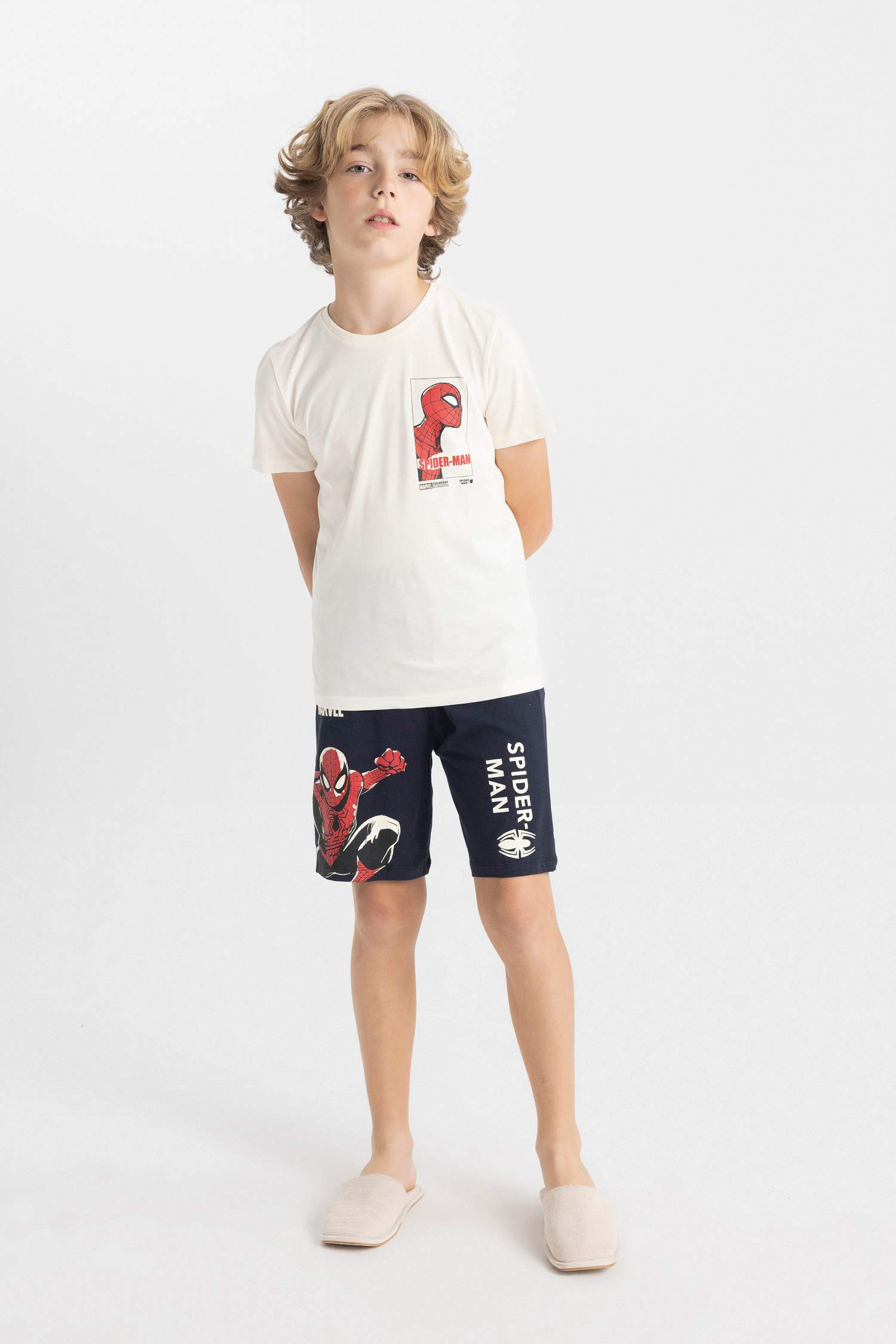 Erkek Çocuk Marvel Spiderman Pijama Takımı Kısa Kollu Üst Şort