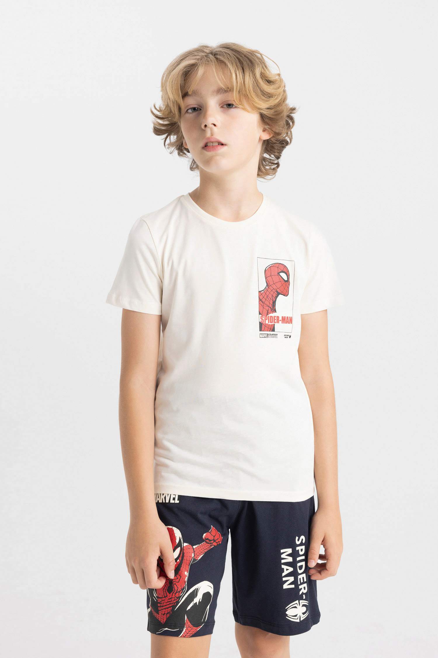 Erkek Çocuk Marvel Spiderman Pijama Takımı Kısa Kollu Üst Şort