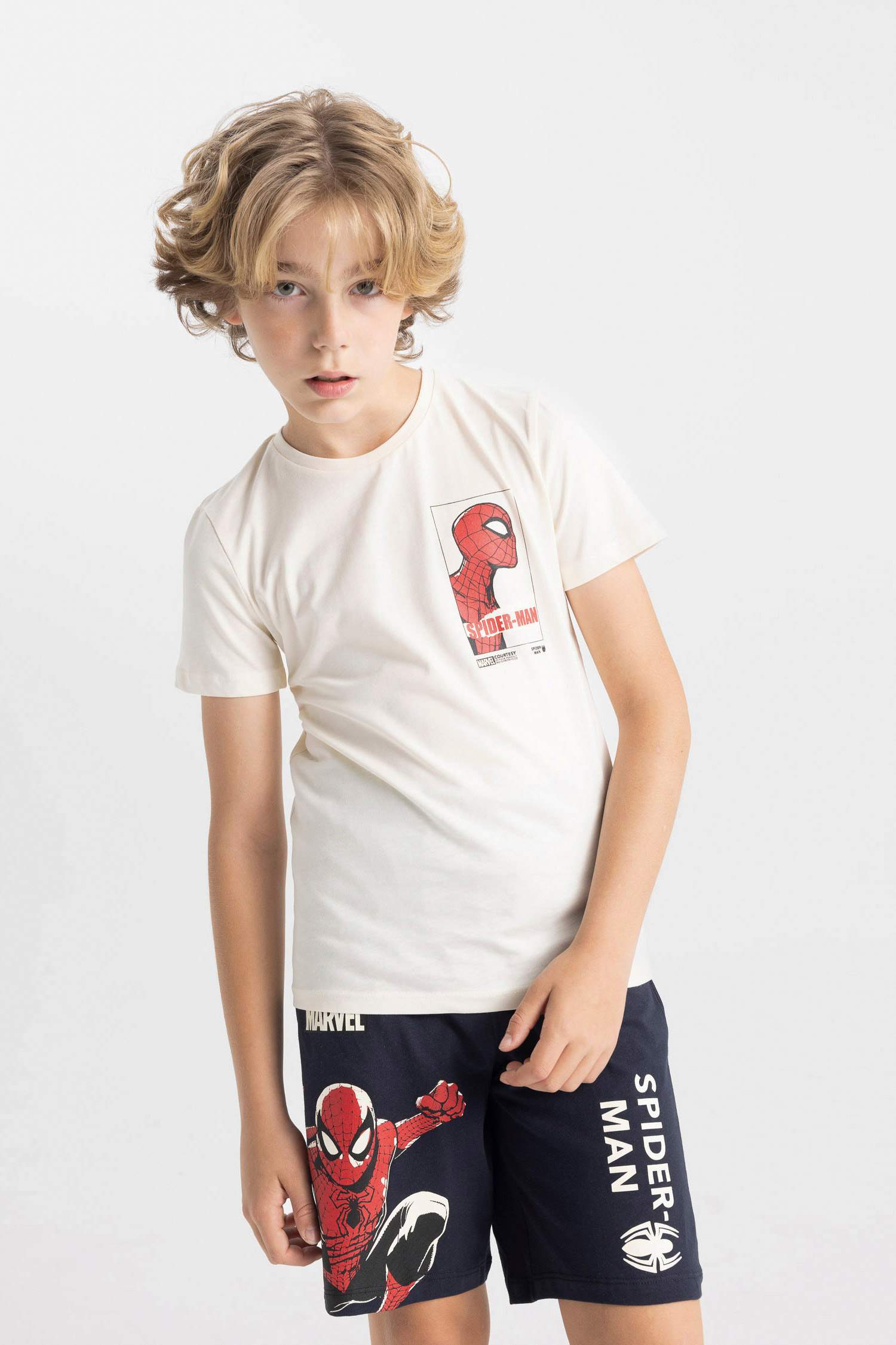 Erkek Çocuk Marvel Spiderman Pijama Takımı Kısa Kollu Üst Şort