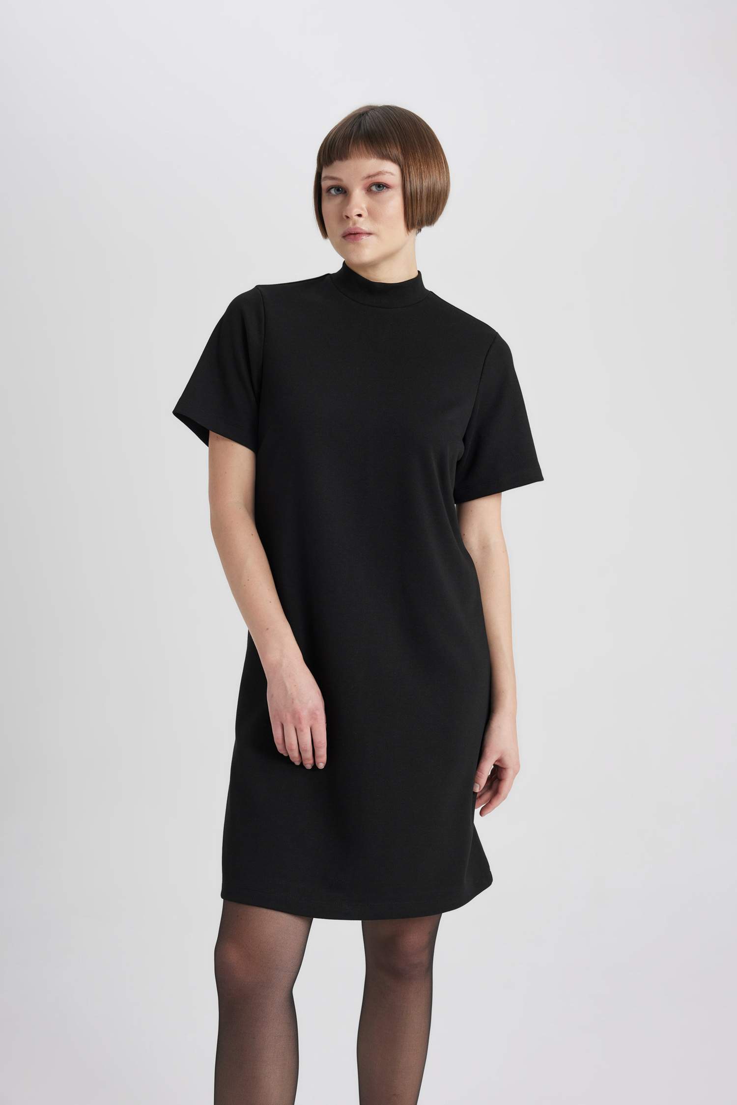 A-Line Half Turtleneck Premium Mini Dress