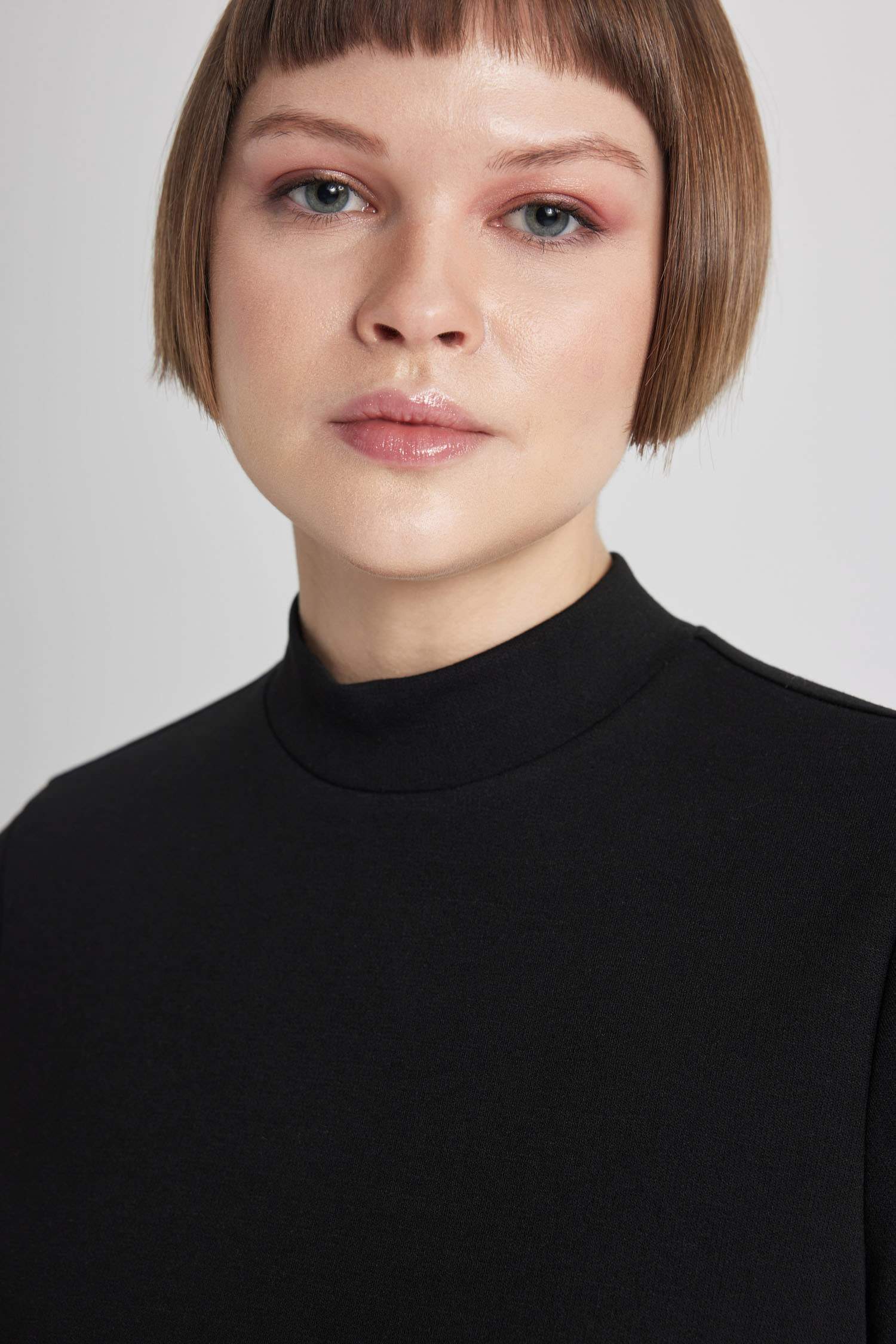 A-Line Half Turtleneck Premium Mini Dress