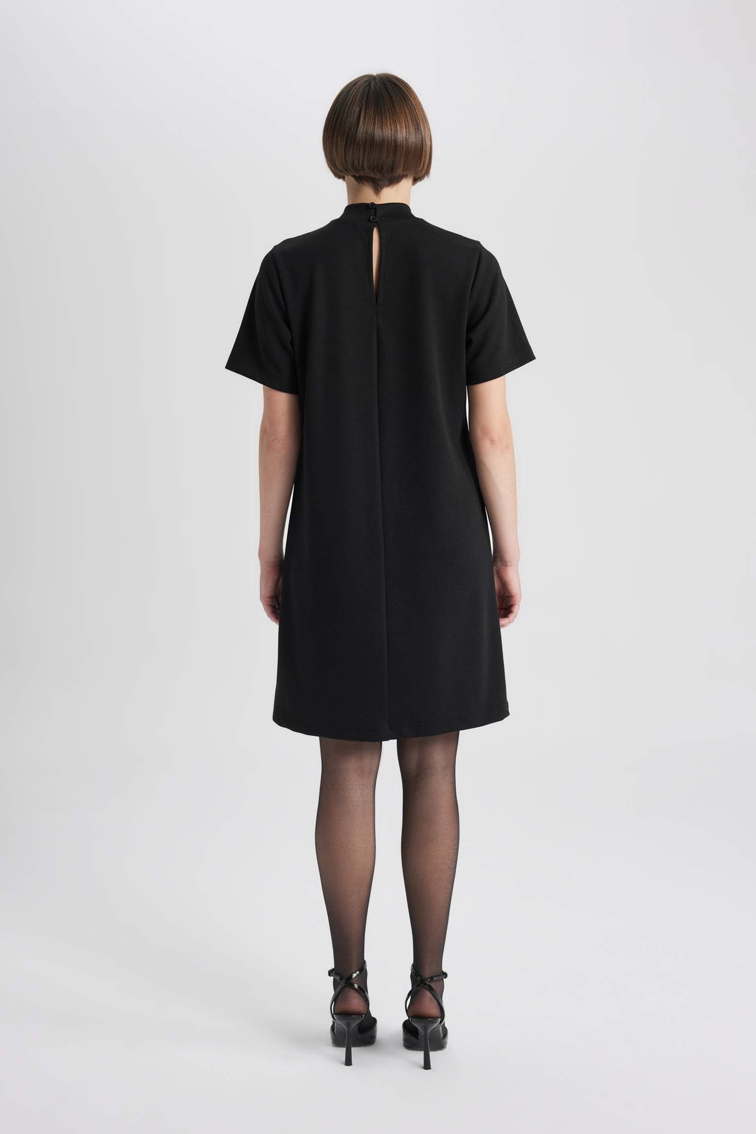 A-Line Half Turtleneck Premium Mini Dress