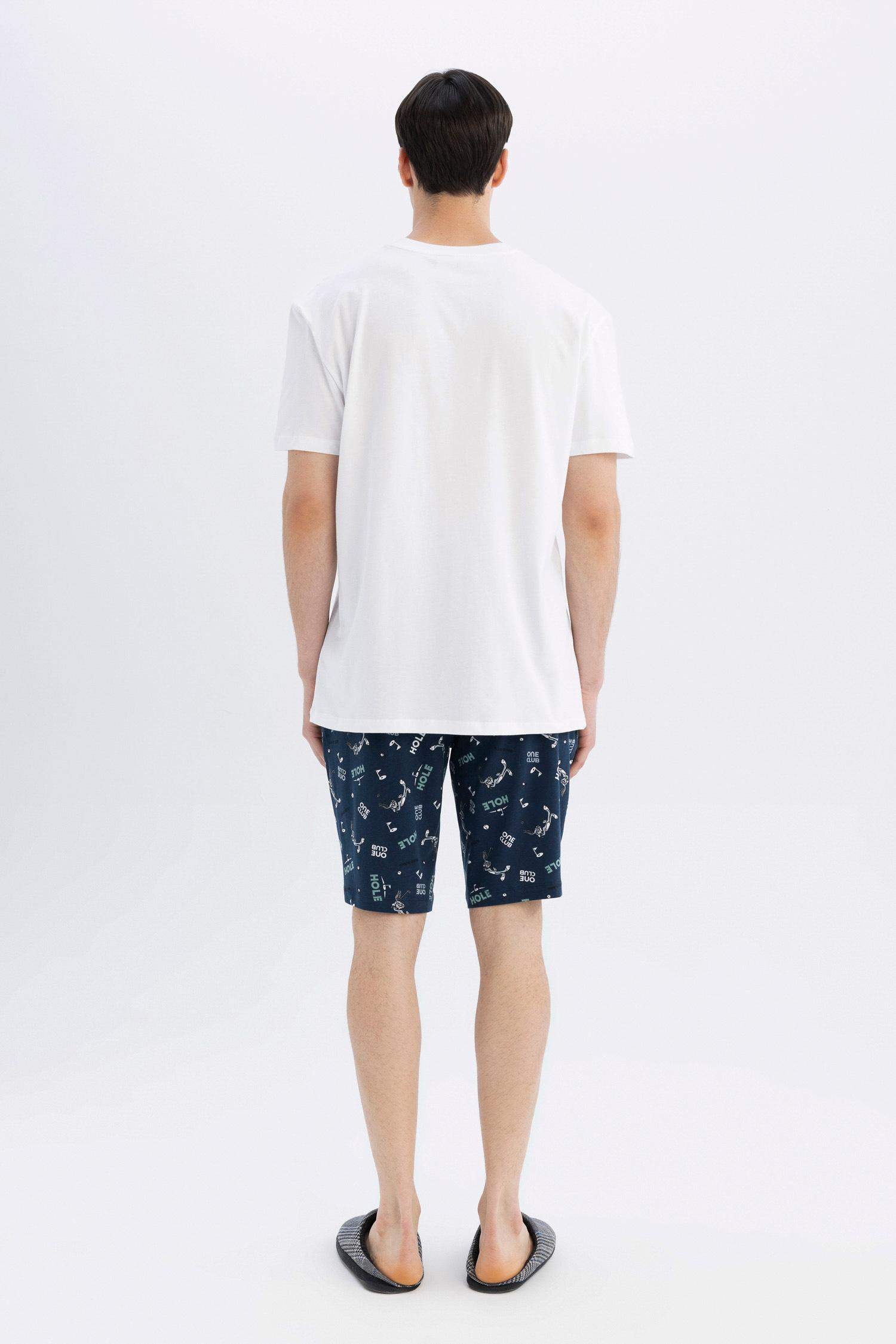 طقم بيجاما قصة عادية نص كم من لوني تونز - قطعتين