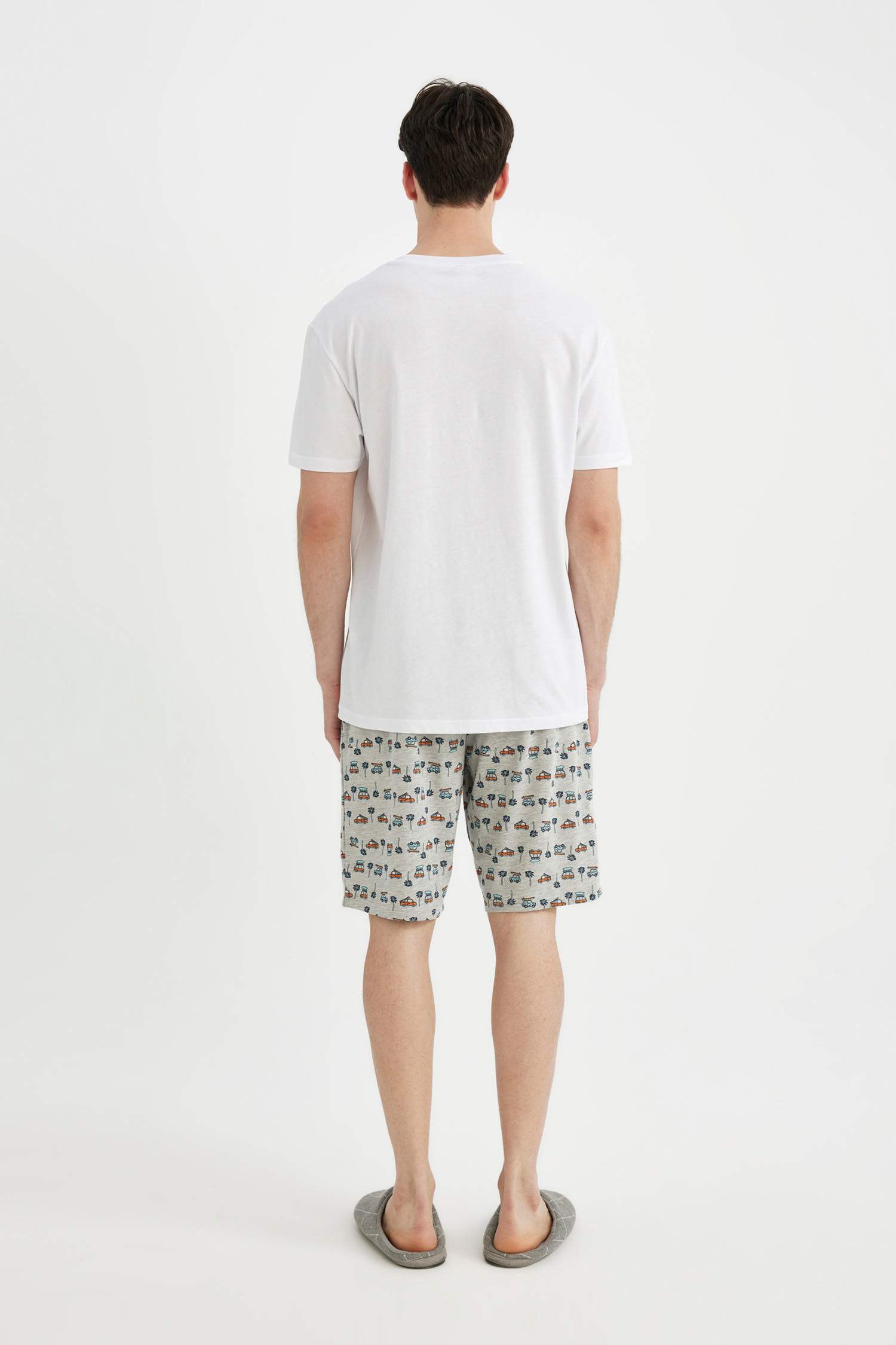 Regular Fit Pijama Takımı Baskılı Kısa Kollu Üst Desenli Şort