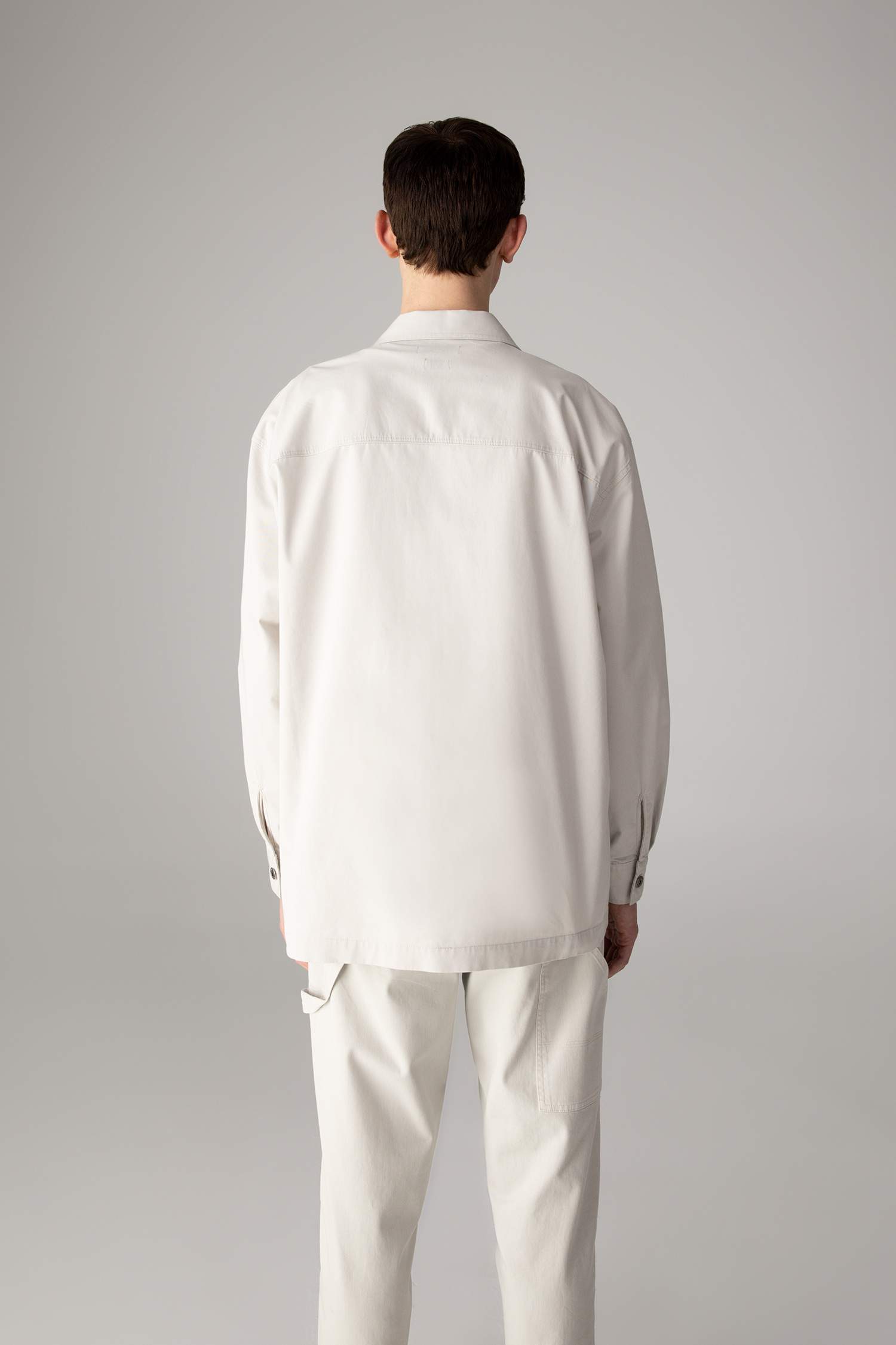 Oversize Fit Polo Collar Twill Shirt Jacket