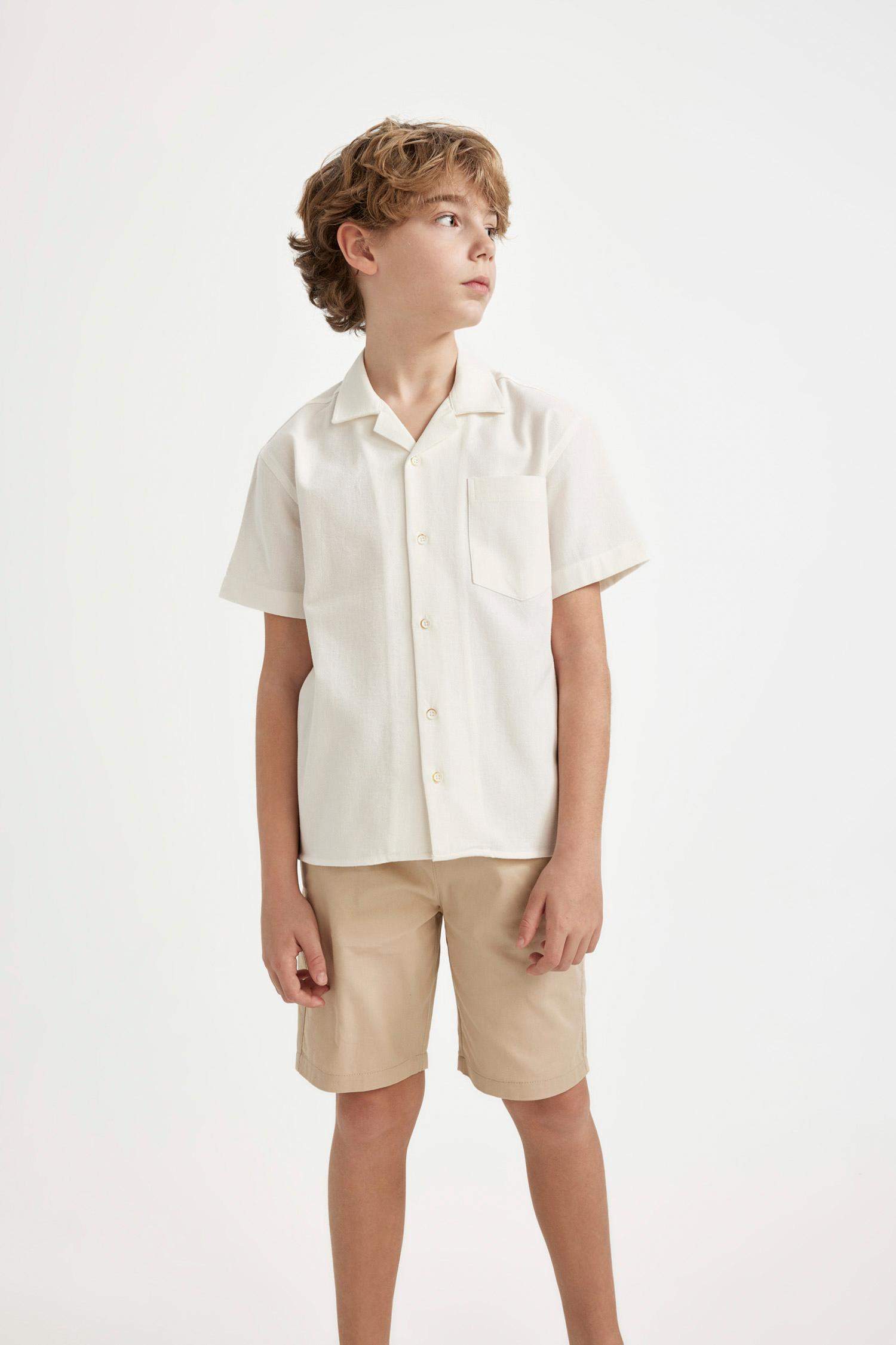 Erkek Çocuk Oversize Geniş Kalıp Polo Yaka Kısa Kollu Gömlek