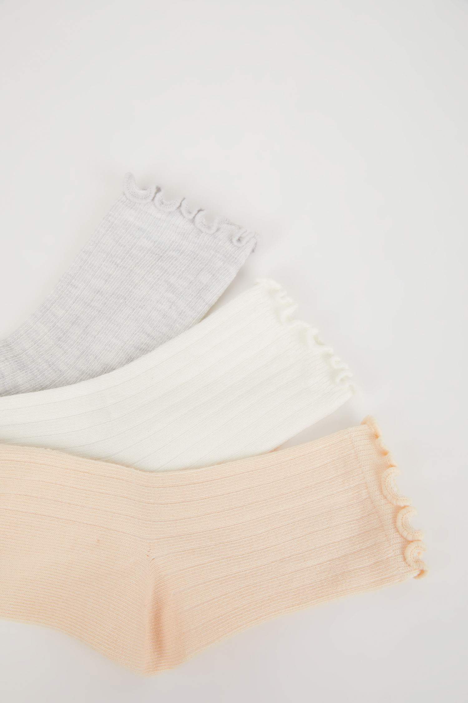 جوارب بناتي طويل قطن - 3 قطع