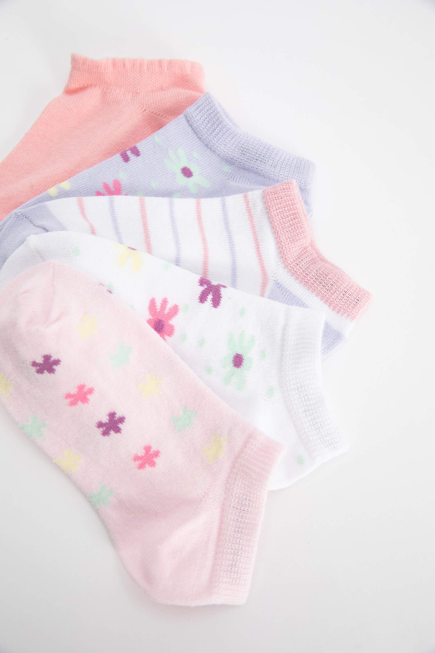 جوارب قصيرة قطن بناتي - 5 قطع