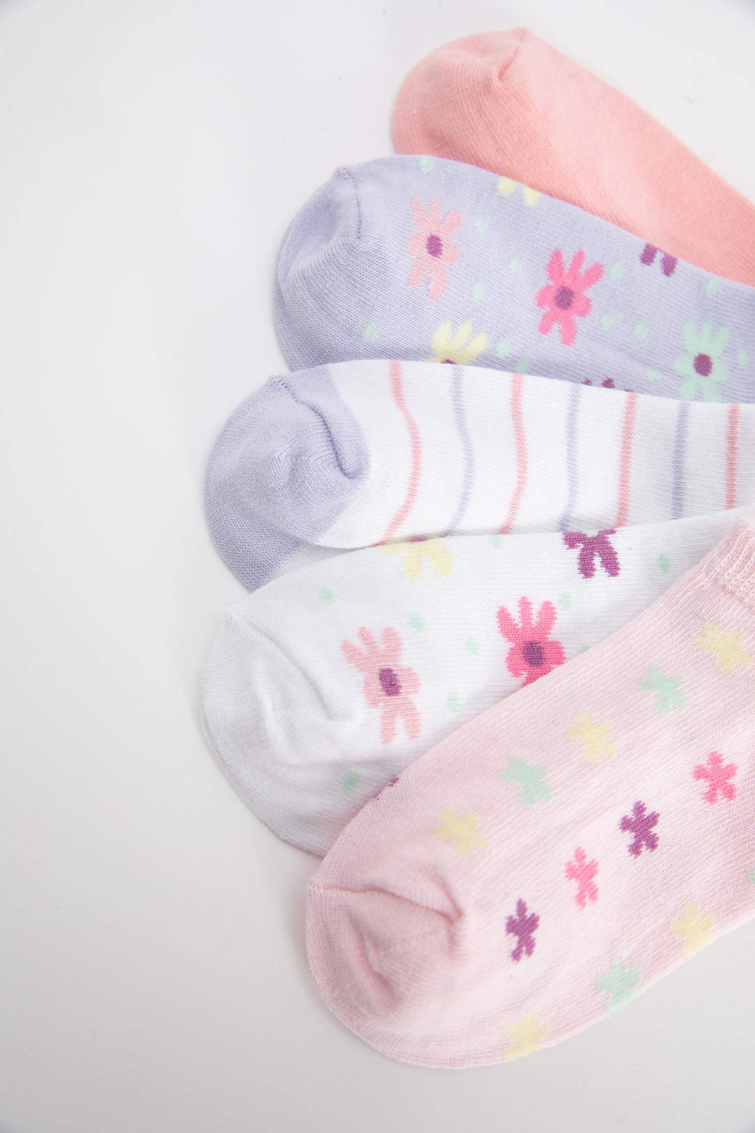 جوارب قصيرة قطن بناتي - 5 قطع