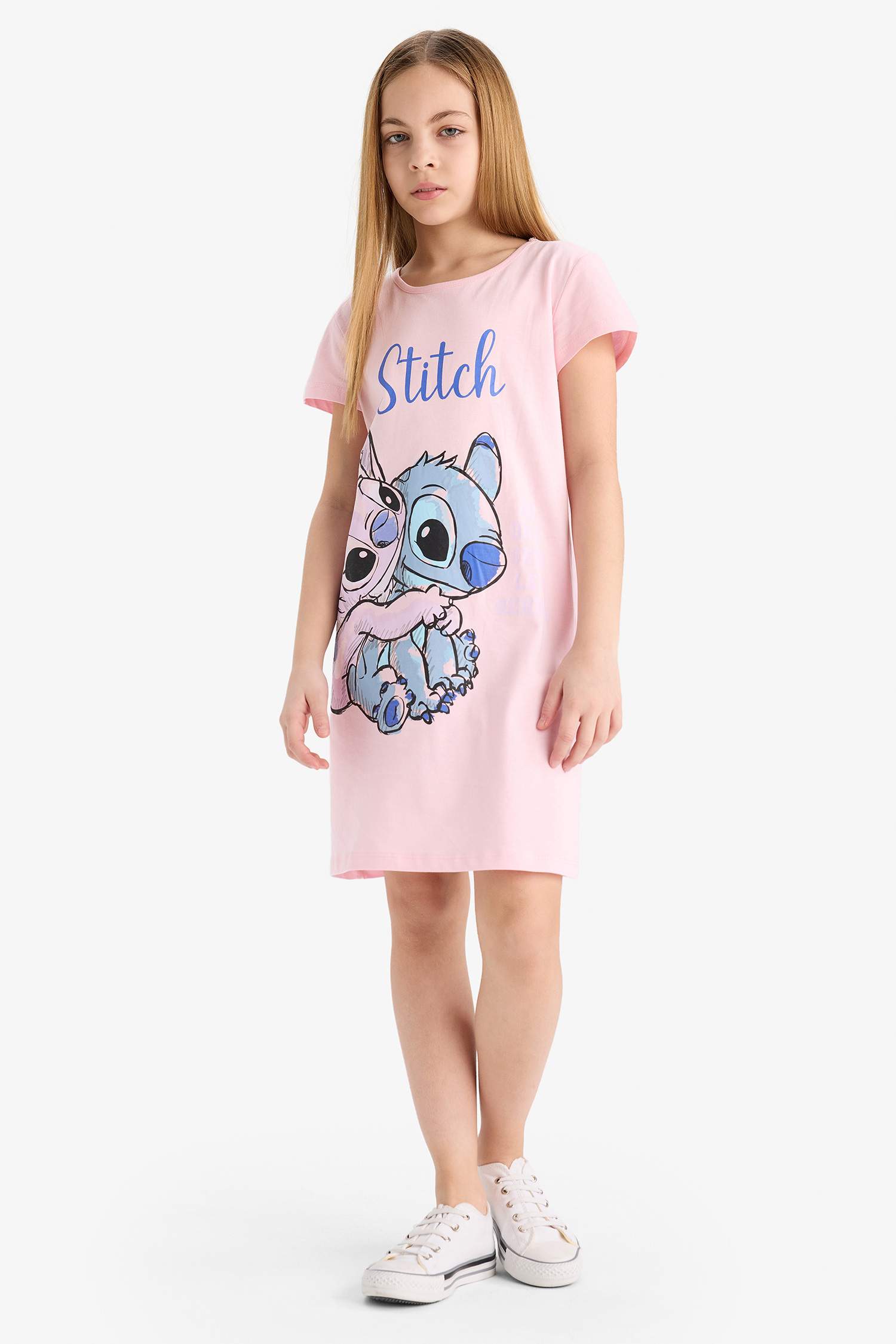 Қыздарға Disney Lilo & Stitch Лицензиялық қысқа жеңді Көйлек