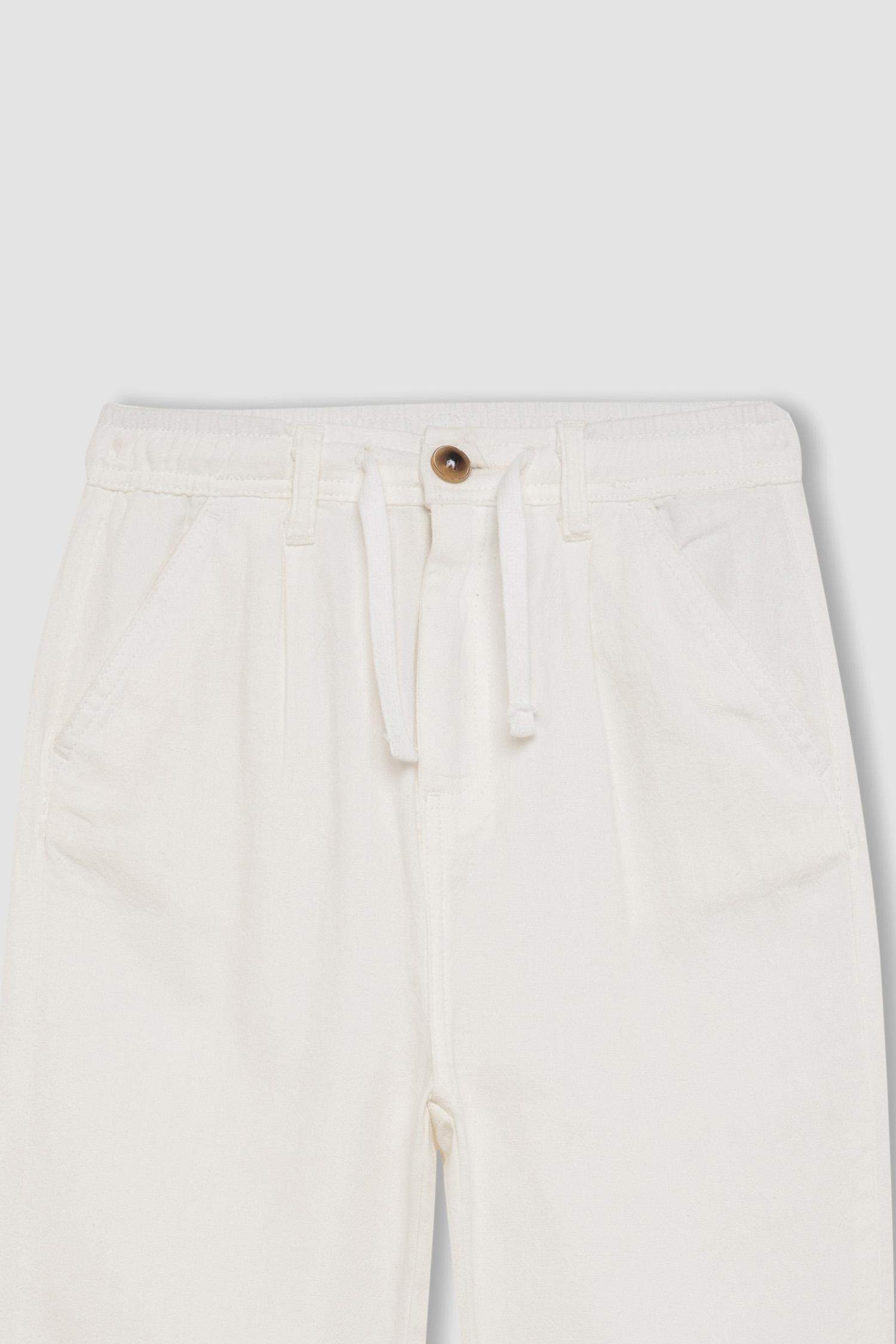 بنطرون ذو مظهر كتاني قصة عادية ستاندارت بجيب فليتو