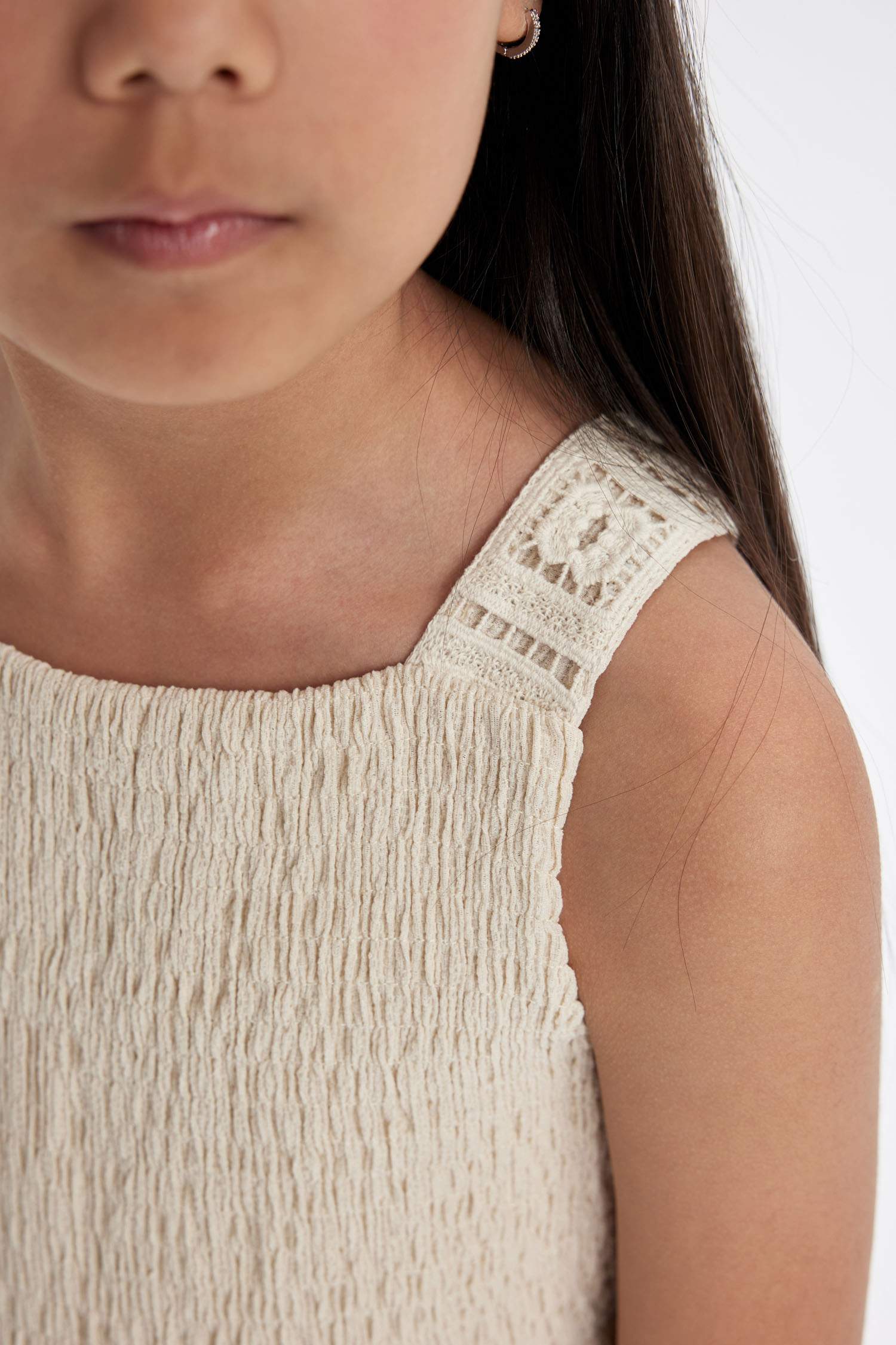 Kız Çocuk Kolsuz Bürümcük Uzun Tulum