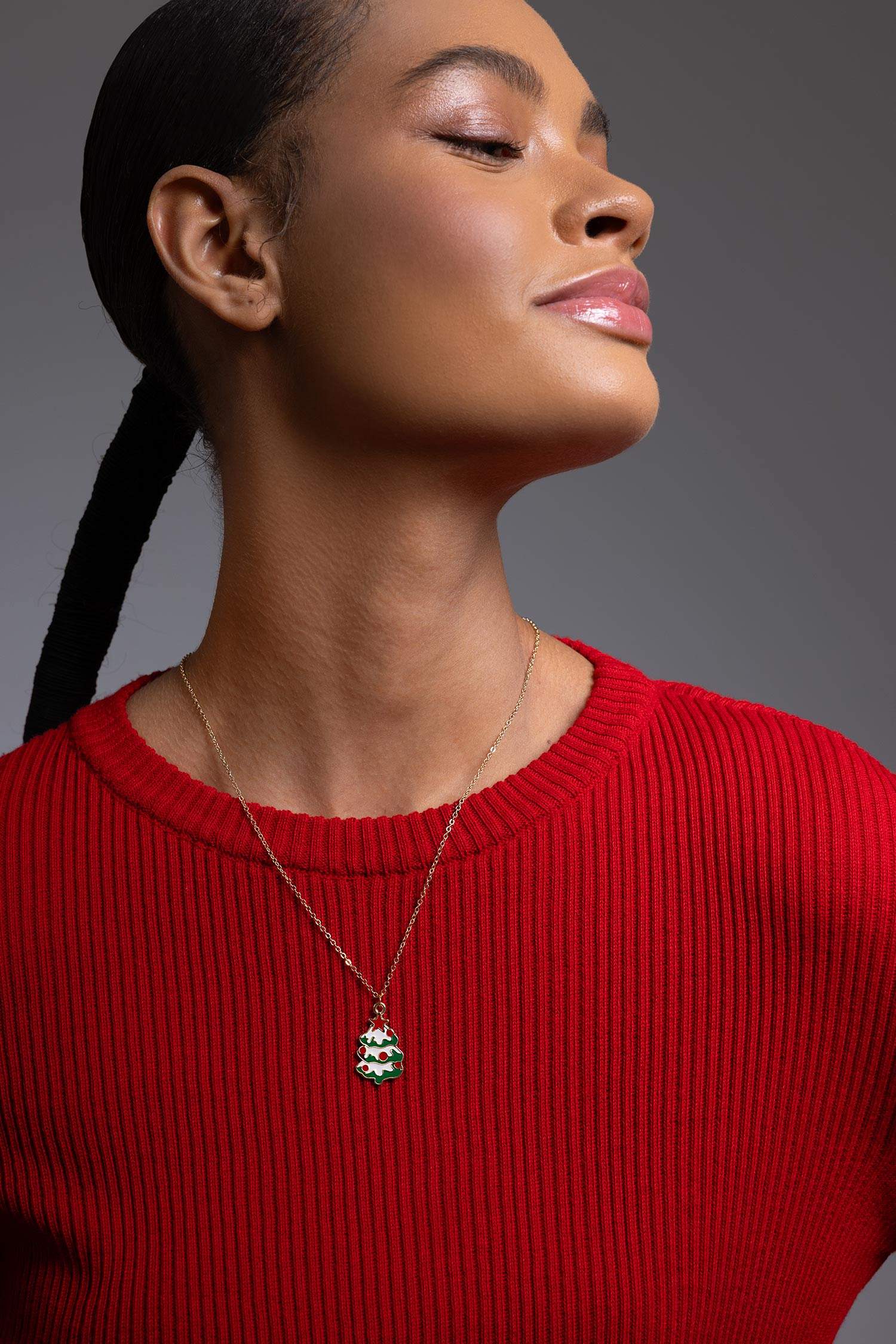 Kadın Yılbaşı Figürlü Gold Kolye