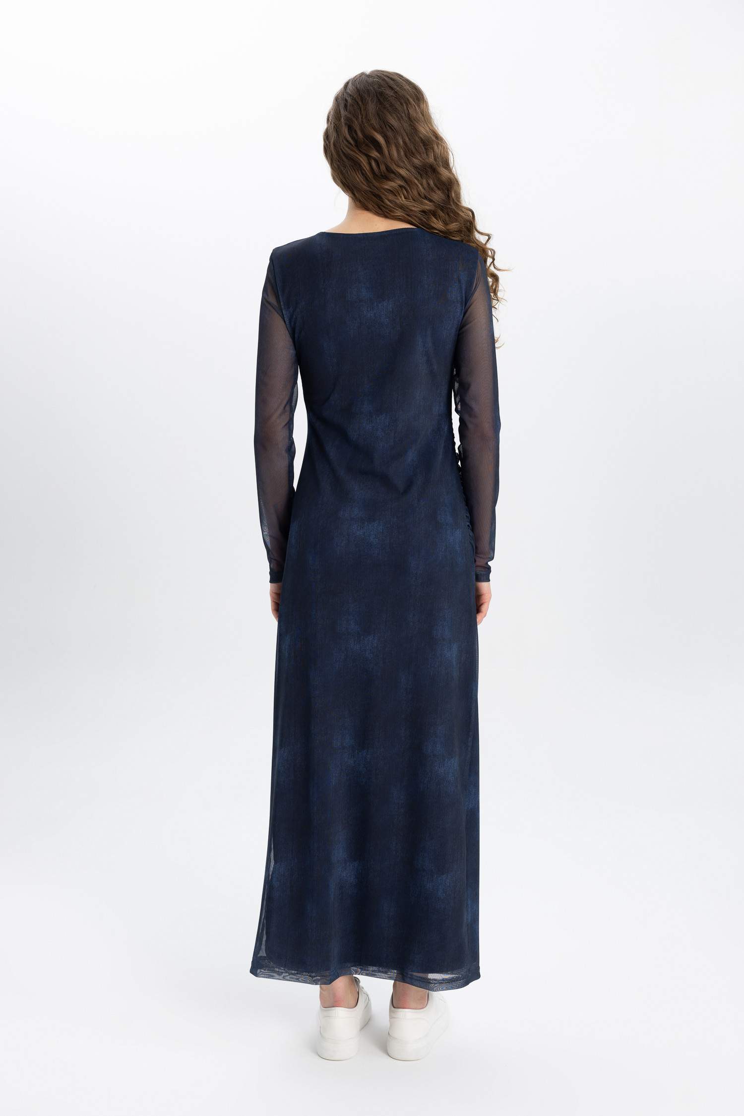 тығыз көйлек батик қайық тәріздес жаға ұзын жеңді Ұзын жеңді трикотаж көйлек