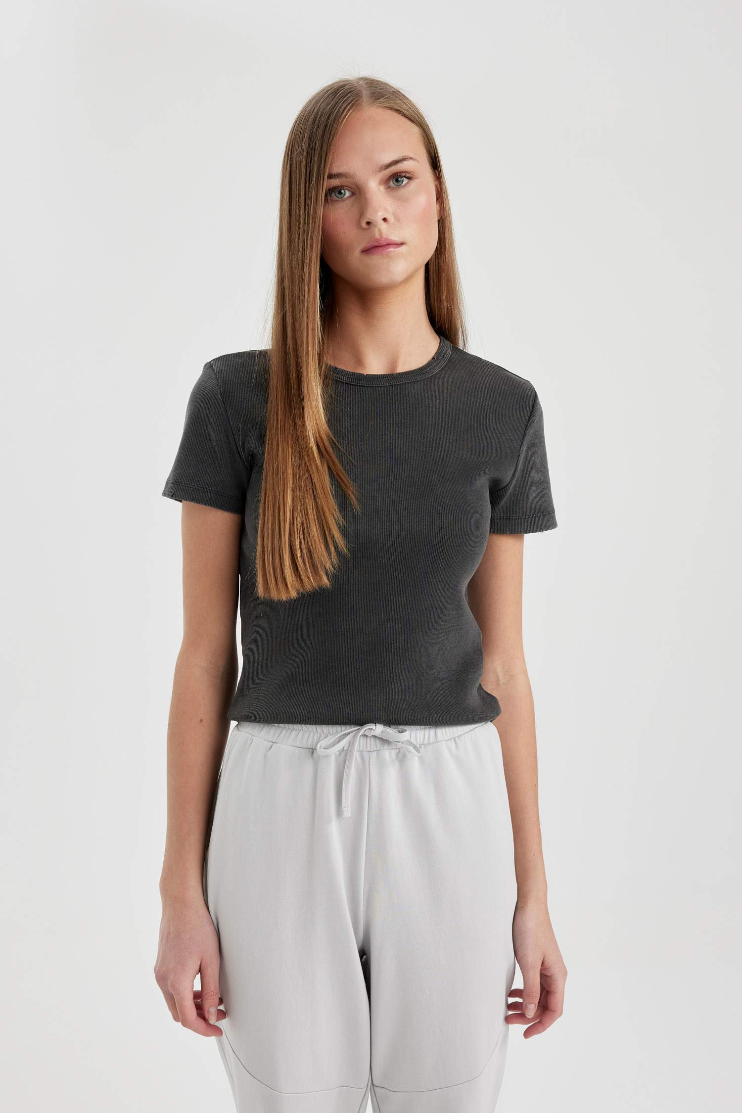 Slim Fit Crew Neck Camisole Short Sleeve T-Shirt