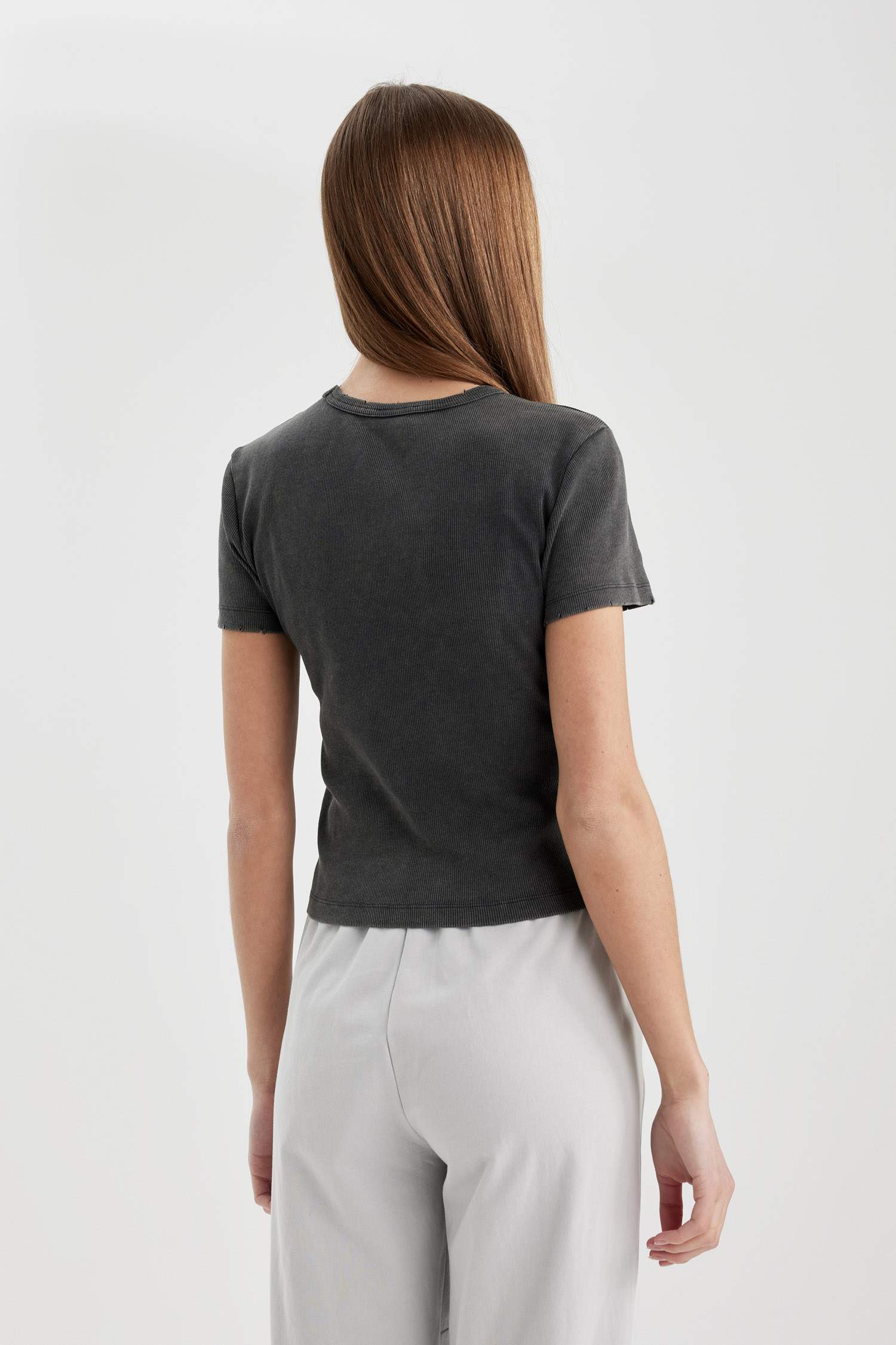 Slim Fit Crew Neck Camisole Short Sleeve T-Shirt