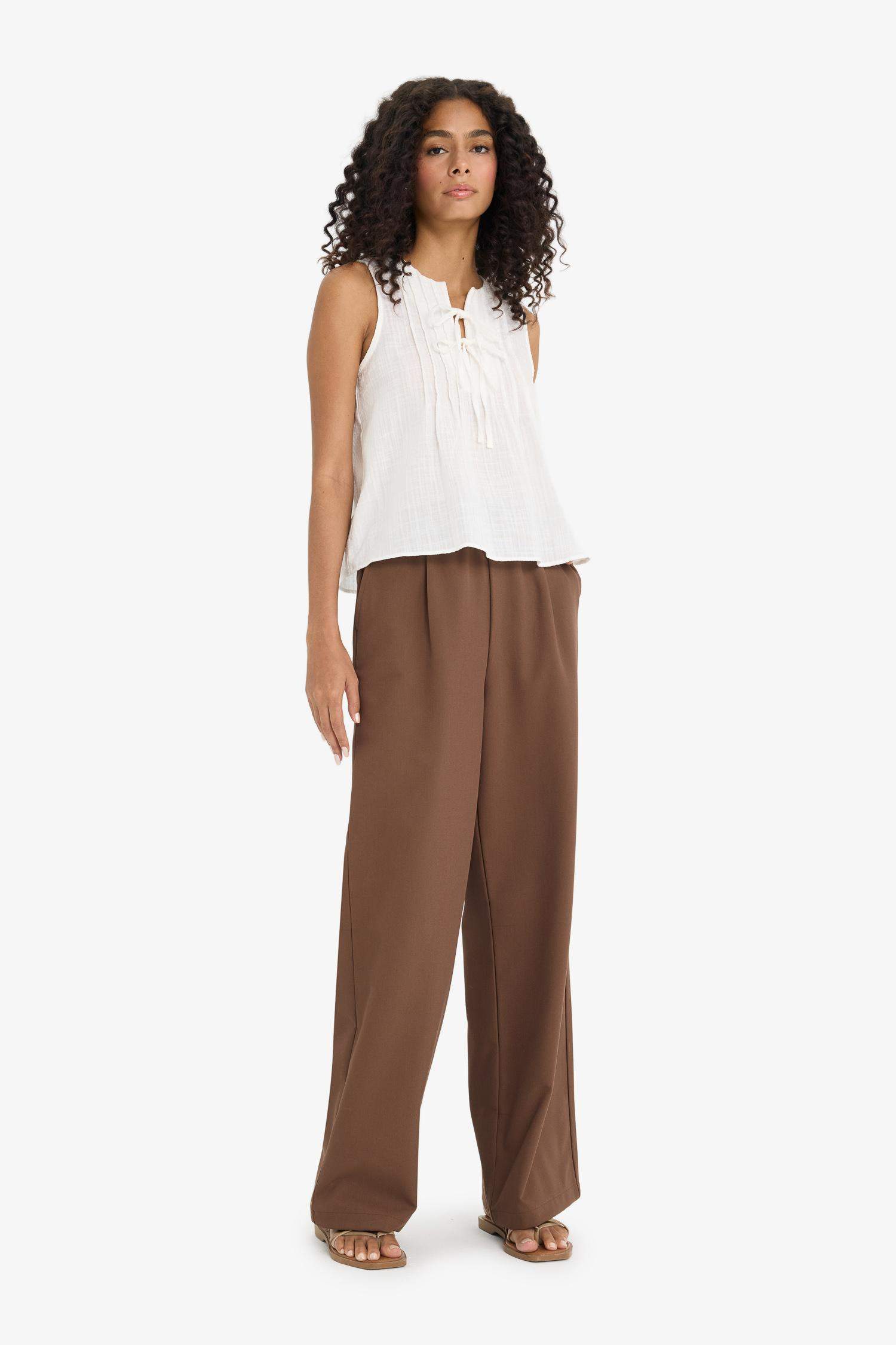 Wide Leg High Waist Long Length Trousers
