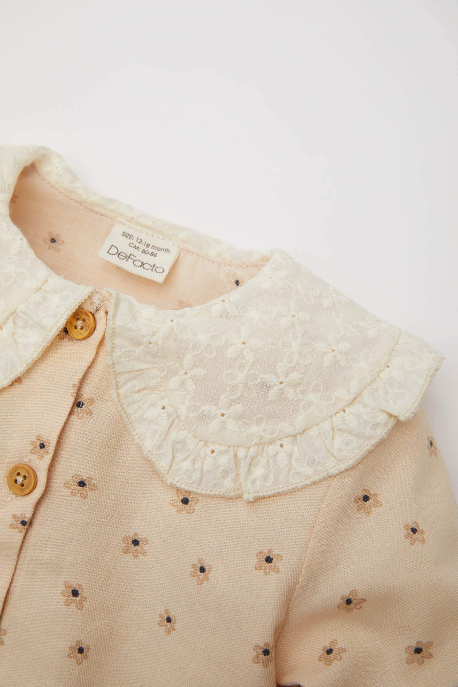 Kız Bebek Çiçekli Twill Desenli Gömlek Tayt 2'li Takım