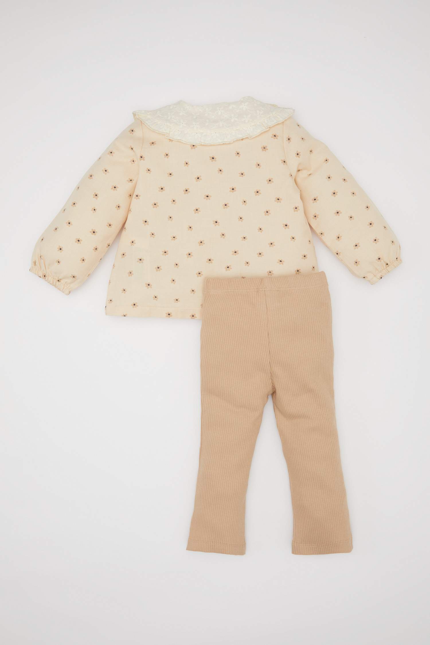 Kız Bebek Çiçekli Twill Desenli Gömlek Tayt 2'li Takım