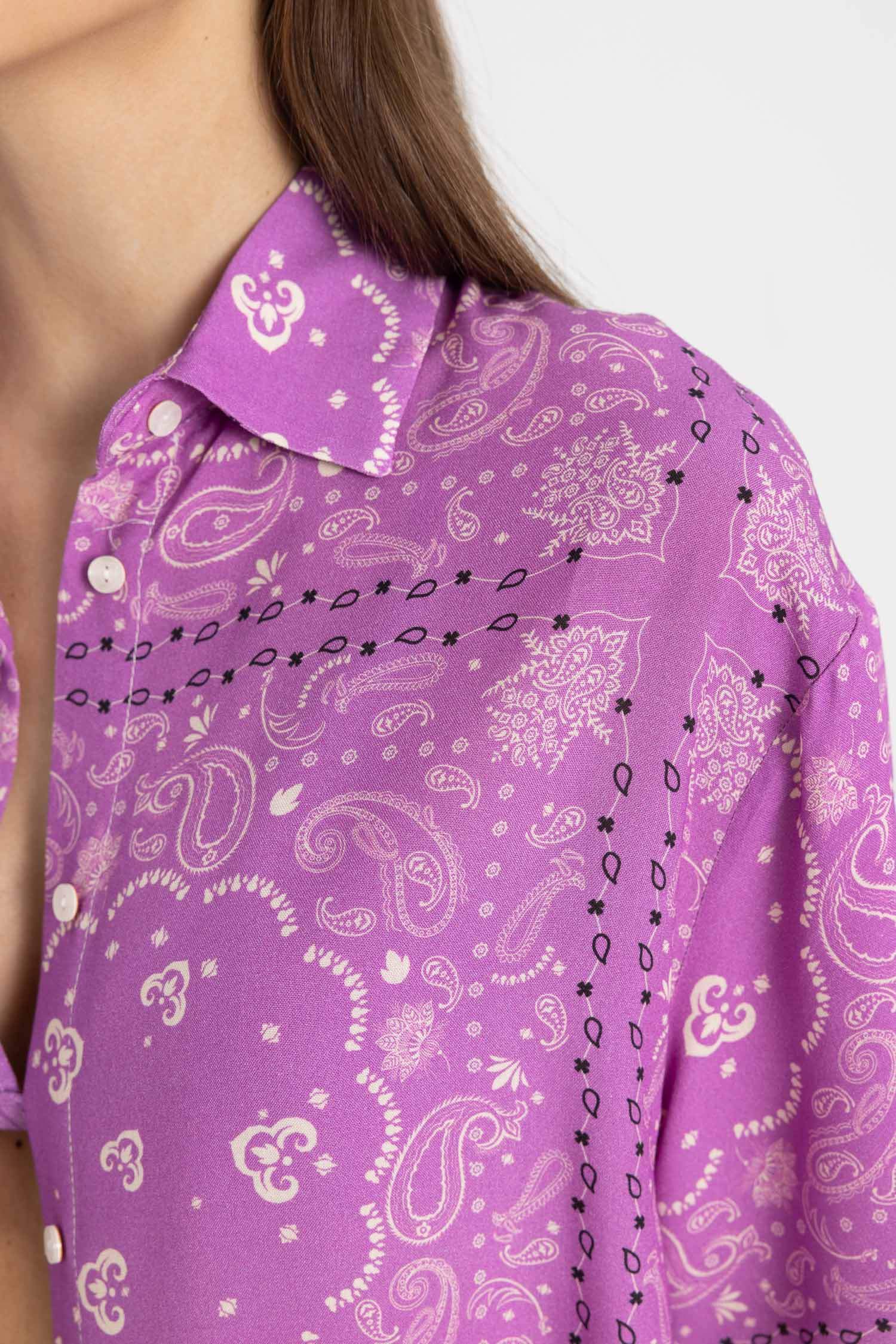 Regular Fit Desenli Viskon Plaj Gömleği-Fall in Love