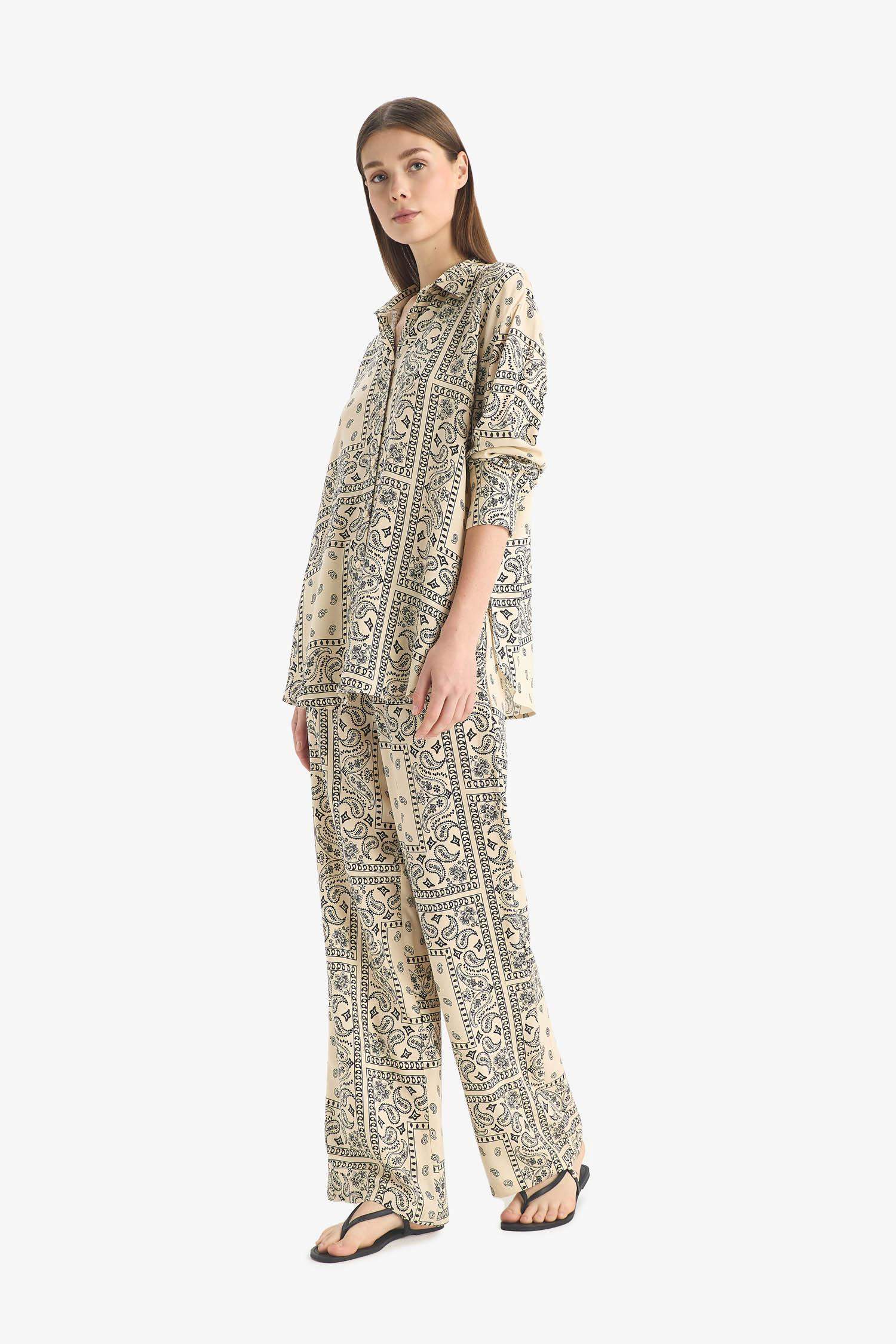 Pantalon de plage large à motifs en viscose