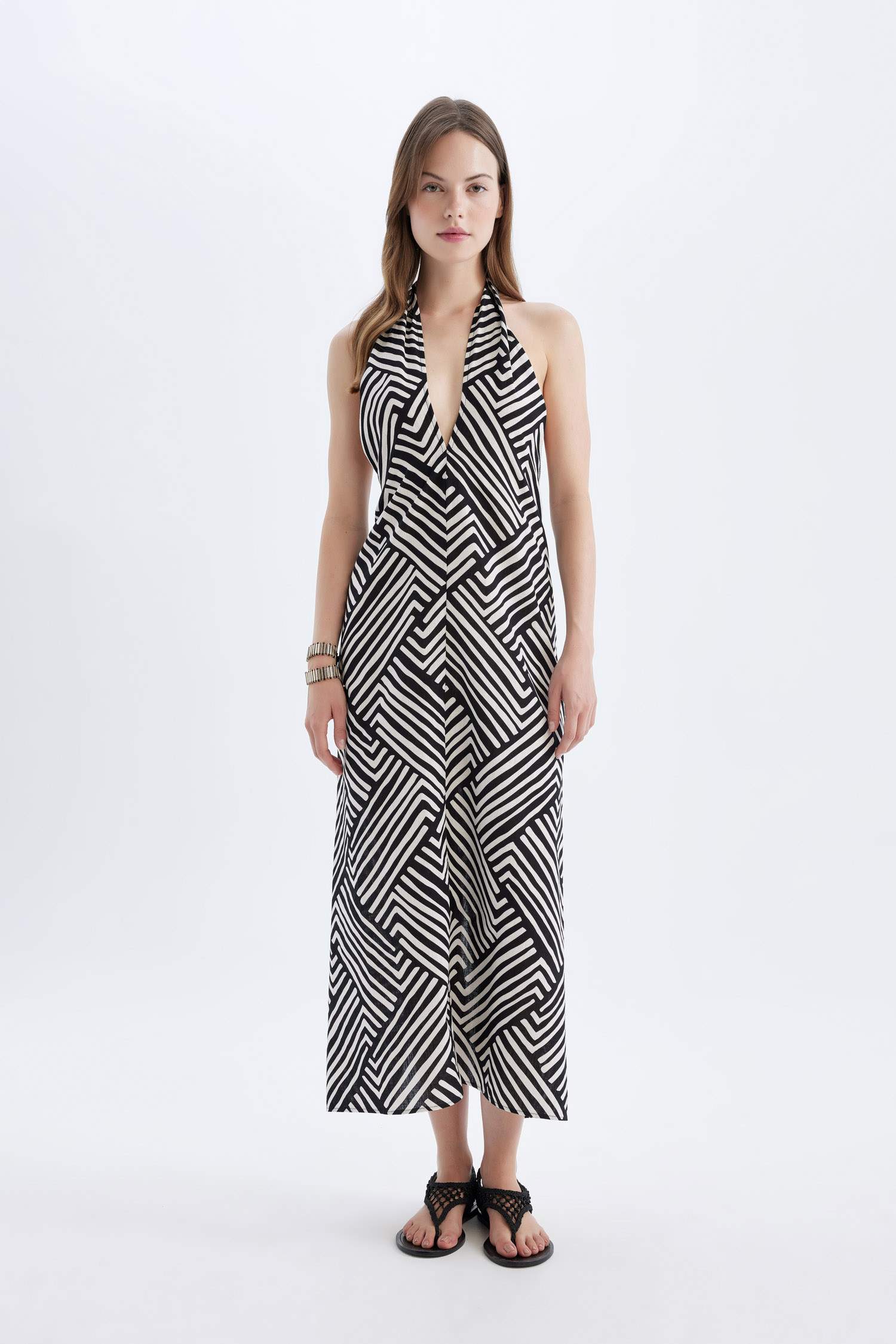 Regular Fit Çizgili Pamuklu Pareo-Fall in Love