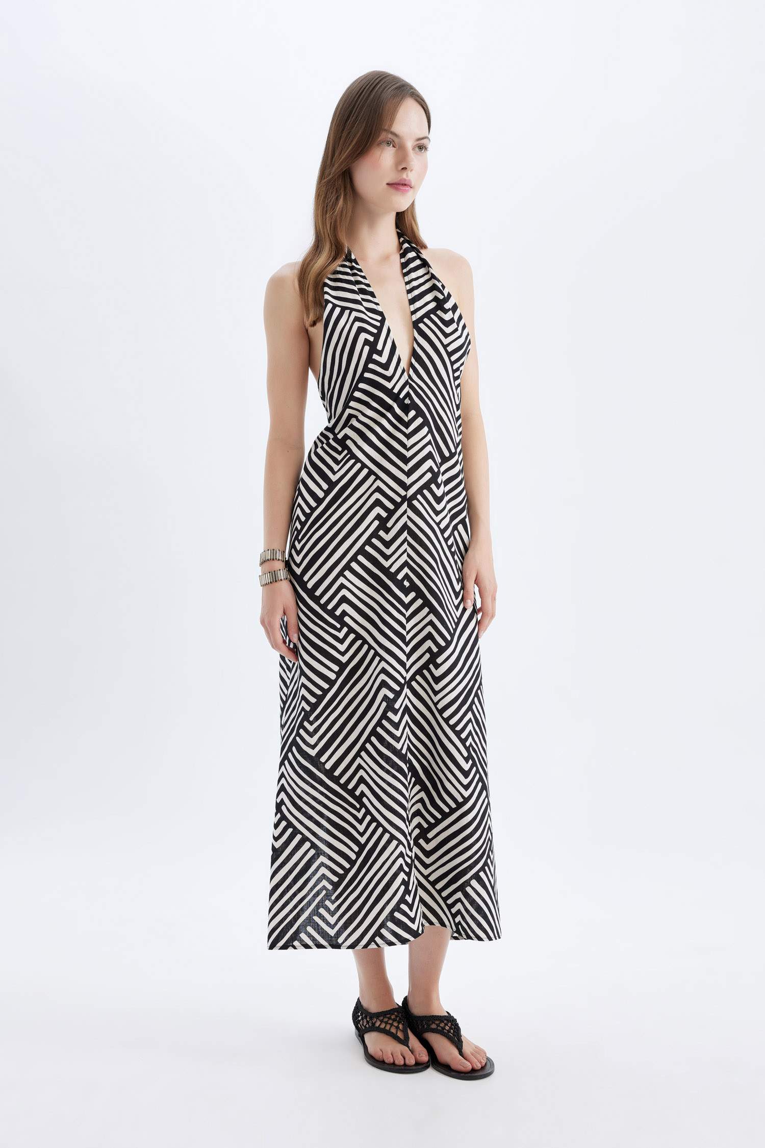 Regular Fit Çizgili Pamuklu Pareo-Fall in Love