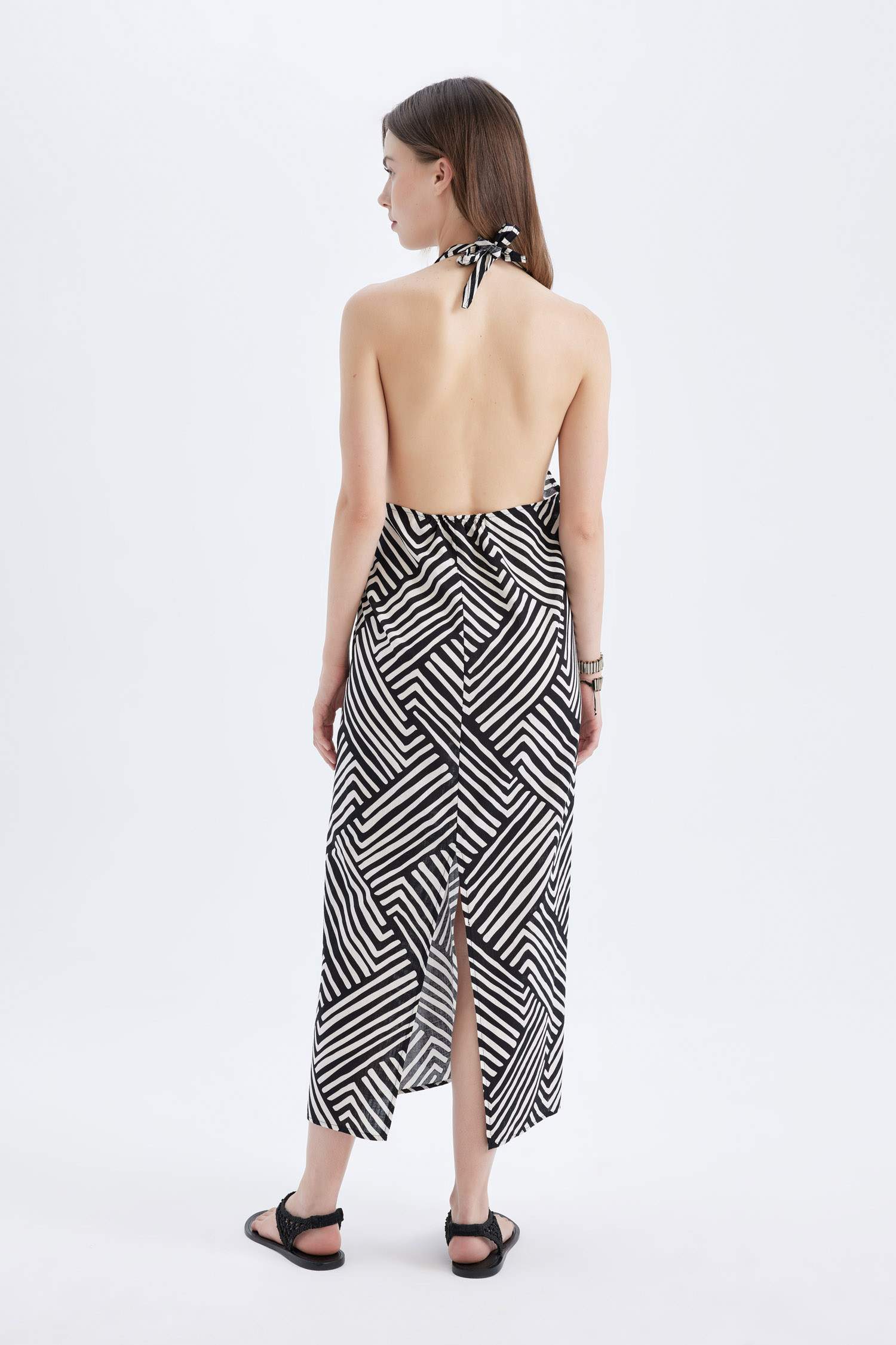 Regular Fit Çizgili Pamuklu Pareo-Fall in Love