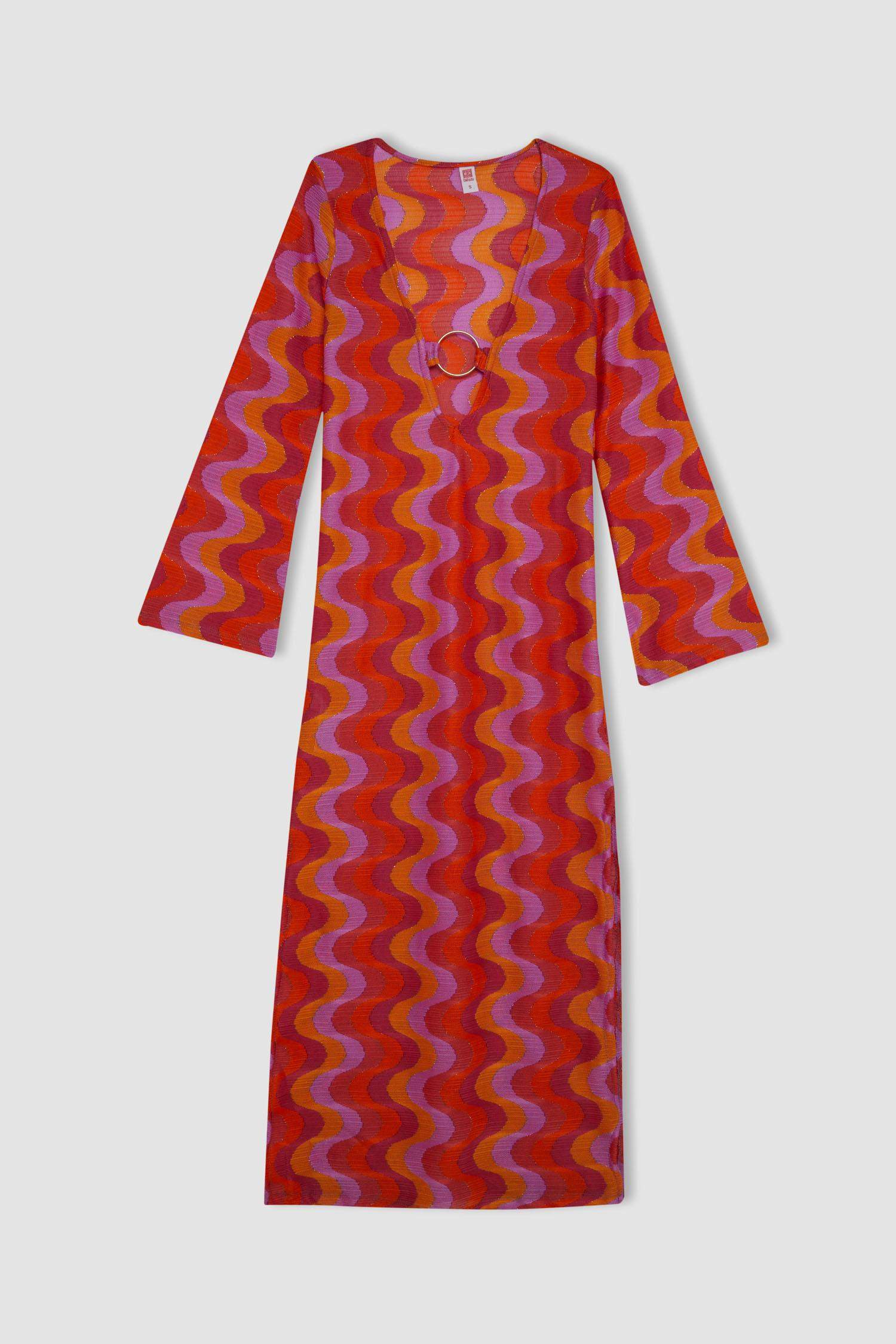 Regular Fit Long Sleeve Maxi Lace Beach Dress