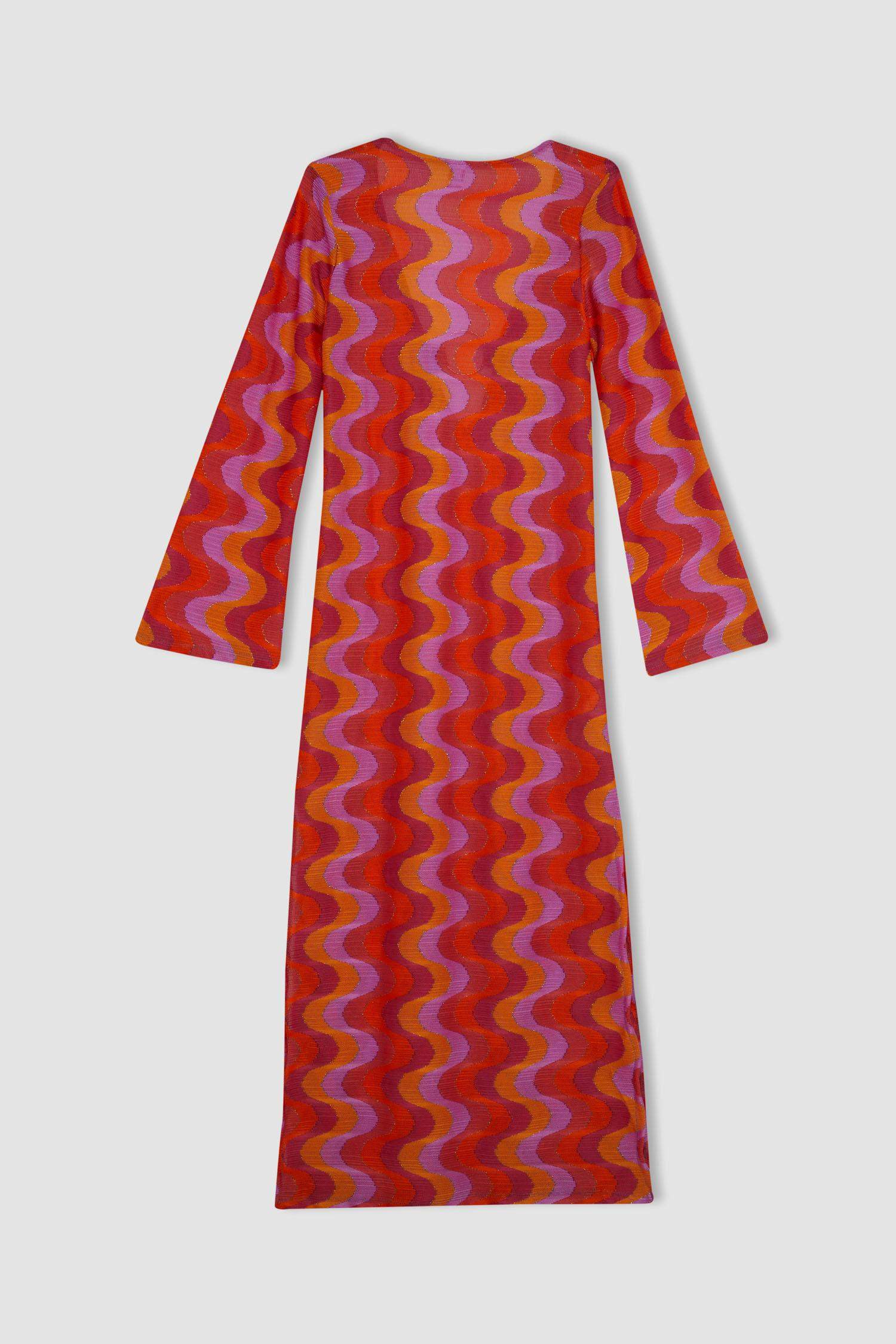 Regular Fit Long Sleeve Maxi Lace Beach Dress