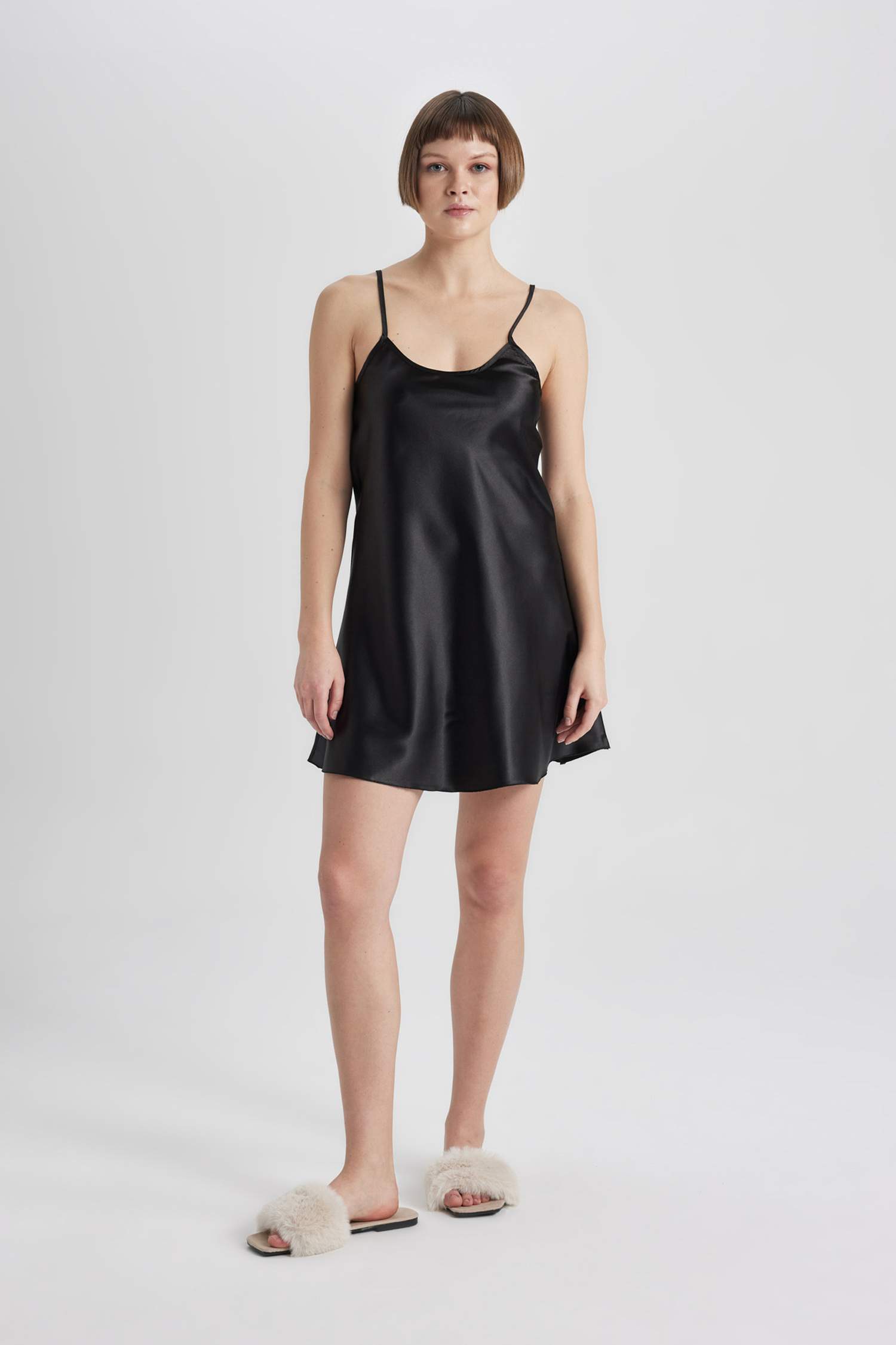 Regular Fit V-Neck Satin Dress