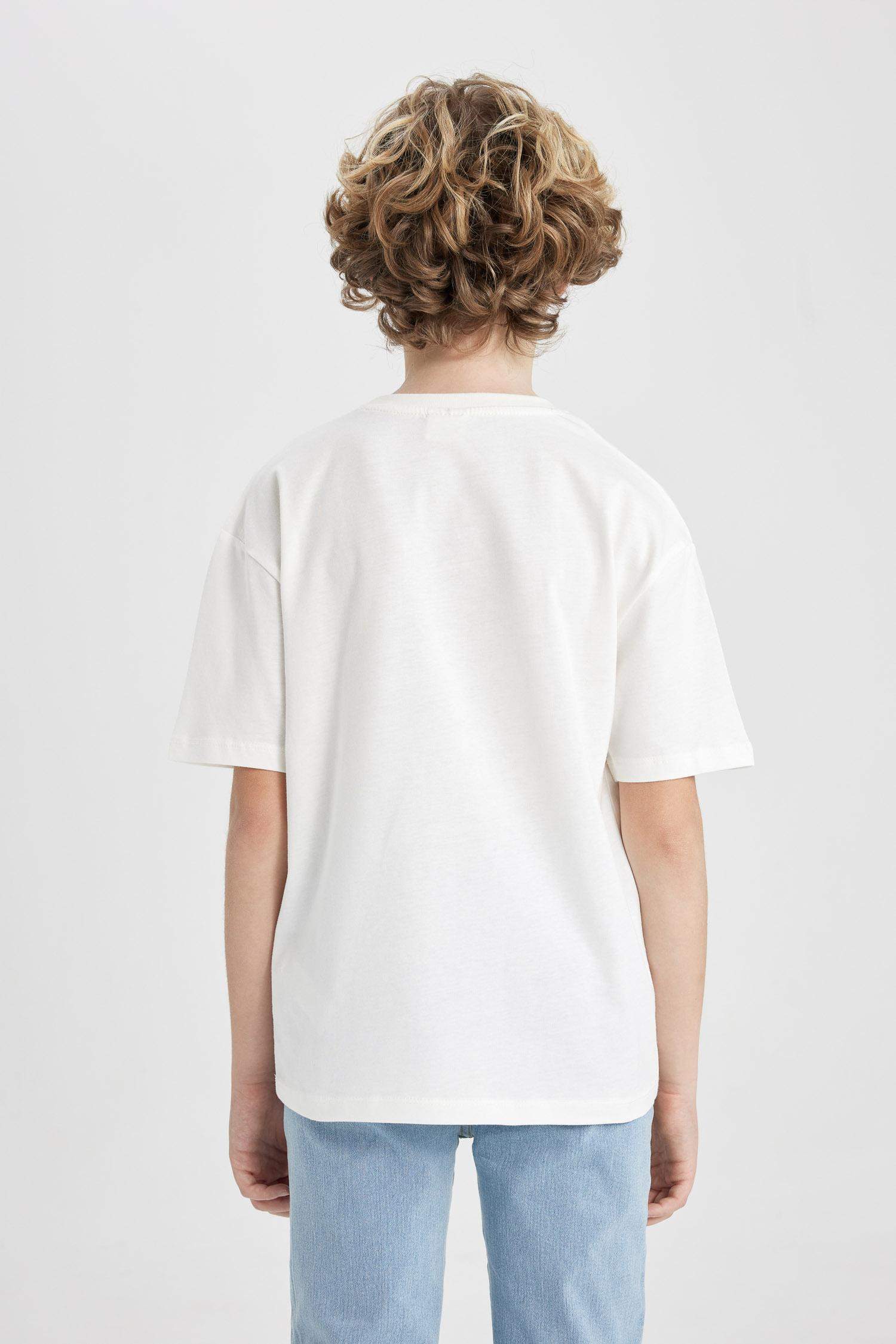 تيشيرت اولادي نص كم اوفر سايز برقبة مستديرة