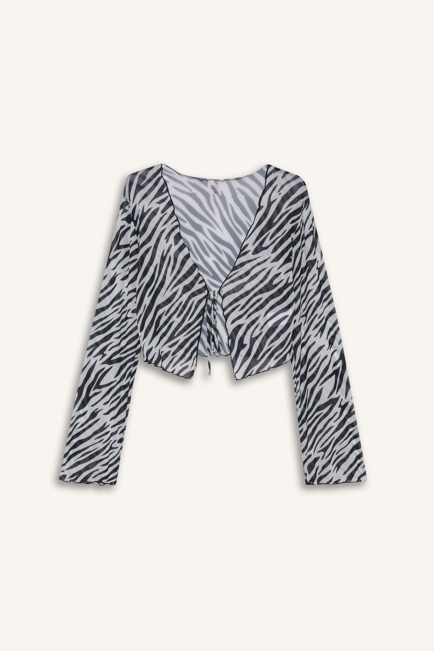 Zebra Desenli Tül Plaj Bolerosu-Fall in Love	