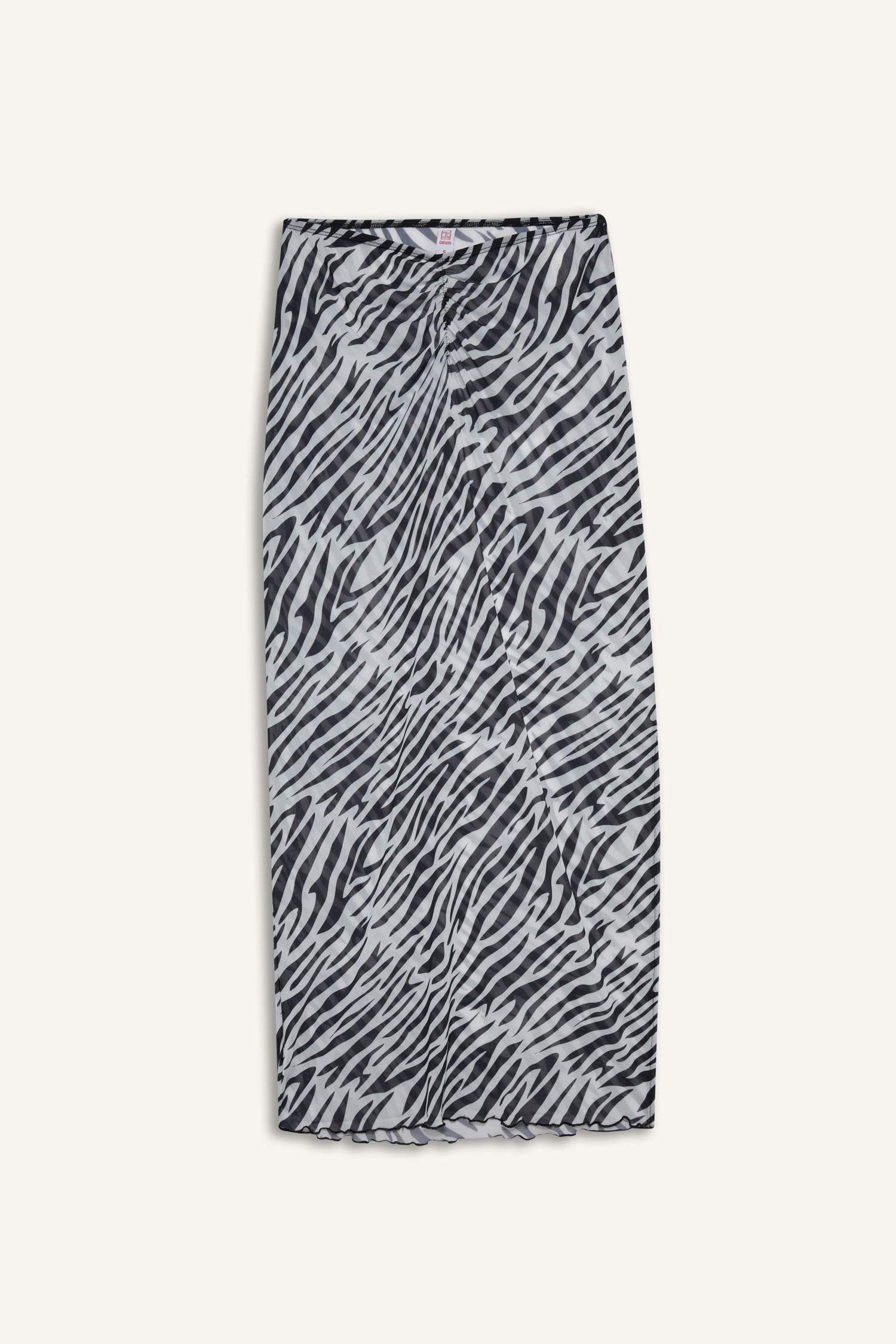 Fall in Love Regular Fit Zebra Print Tulle Beach Skirt