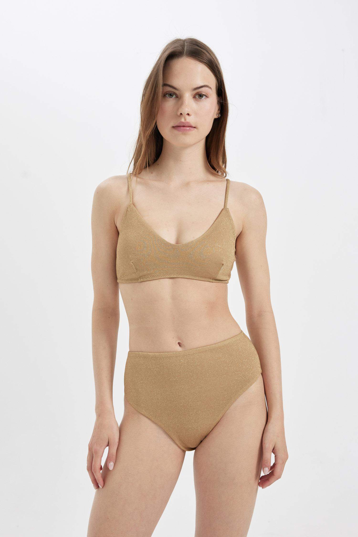 Fall in Love Regular Fit Shiny Fabric Bikini Bottom