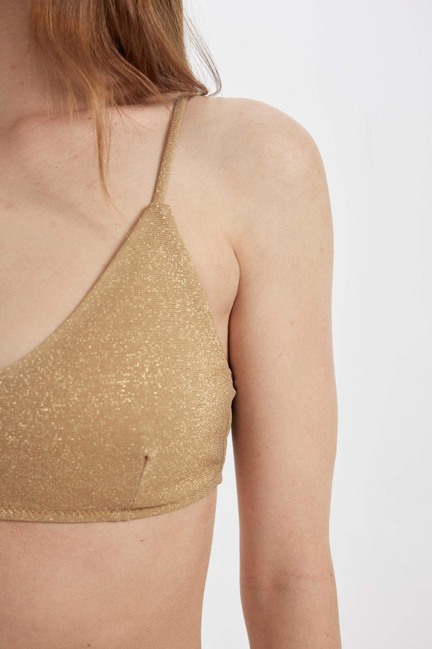 بكيني توب قماش لامع قصة عادية من Fall in Love