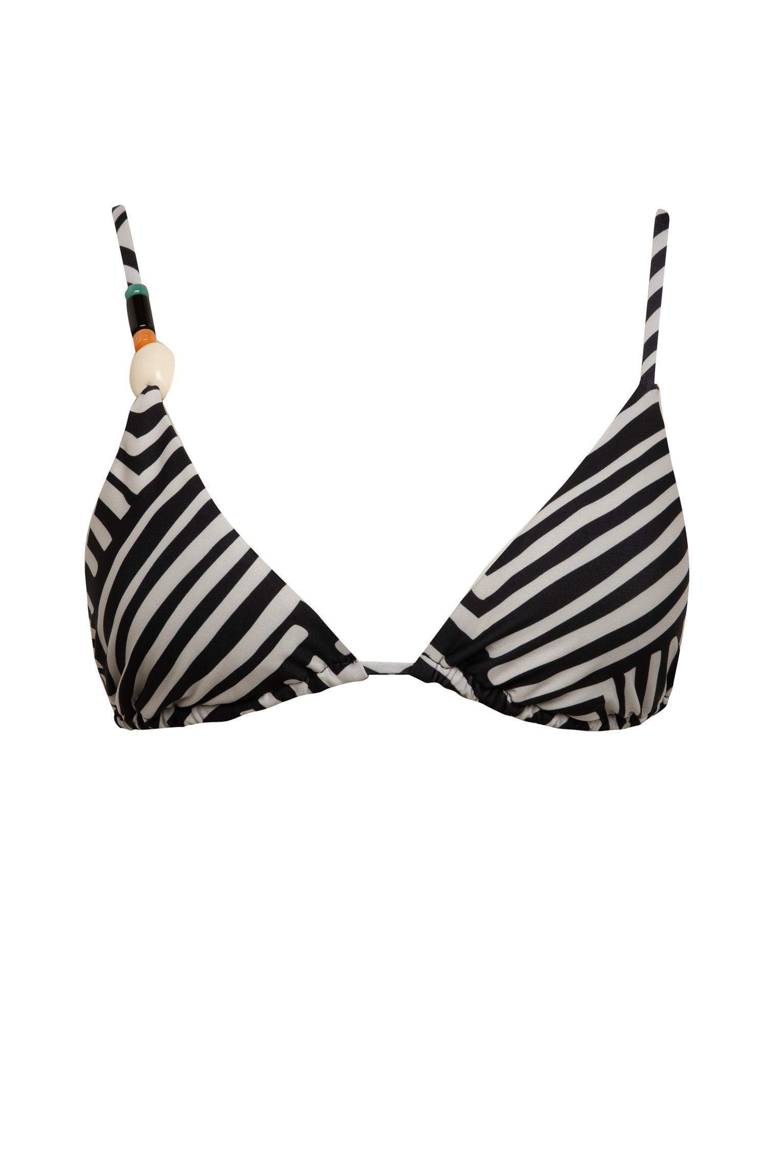 Regular Fit Striped Bikini Top